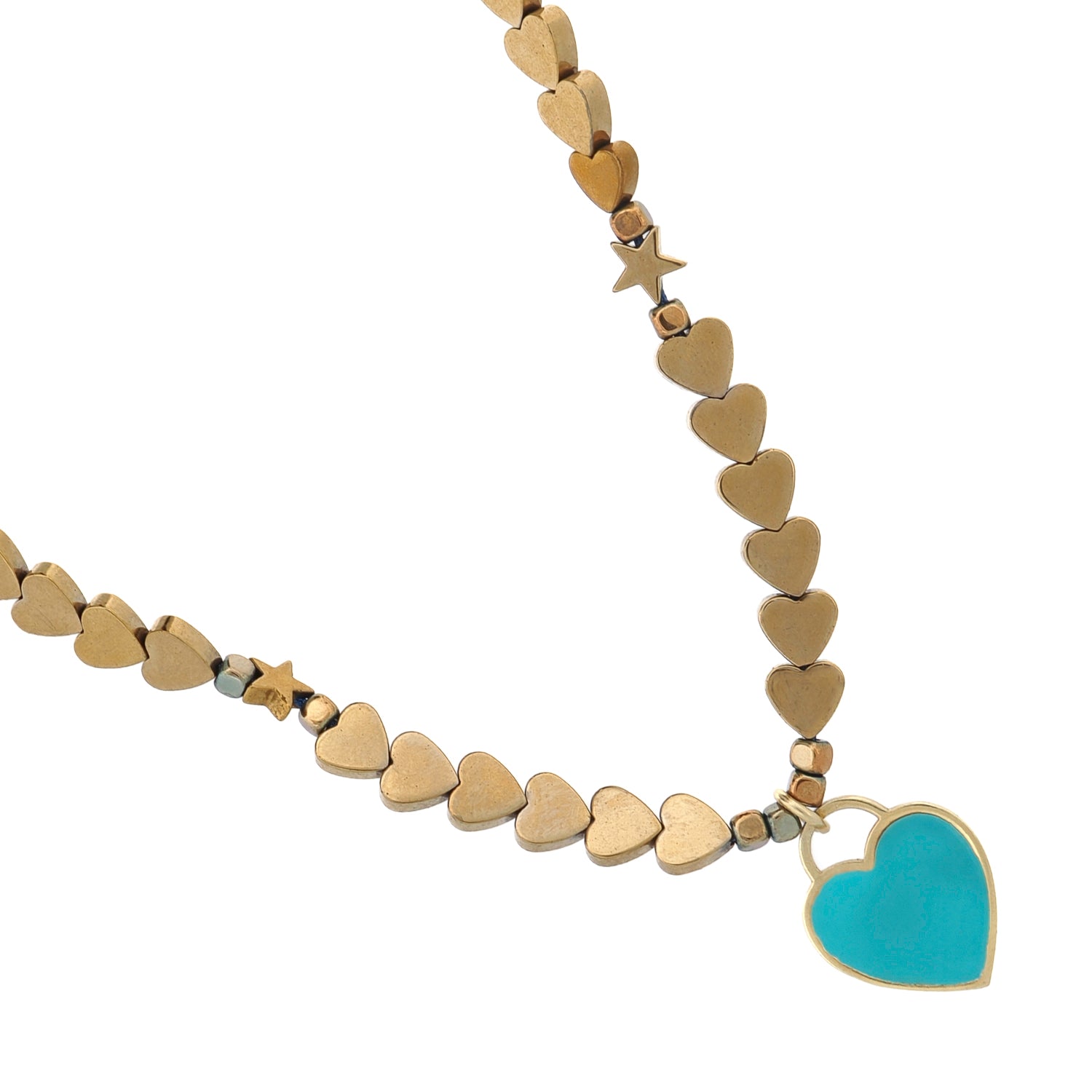 Azure Heartbeat Gold Necklace