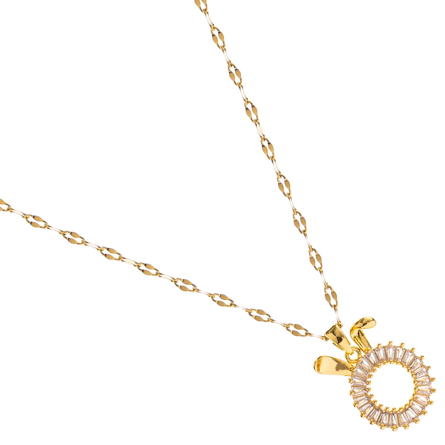 Whimsical gold bunny charm necklace with halo of CZ stones