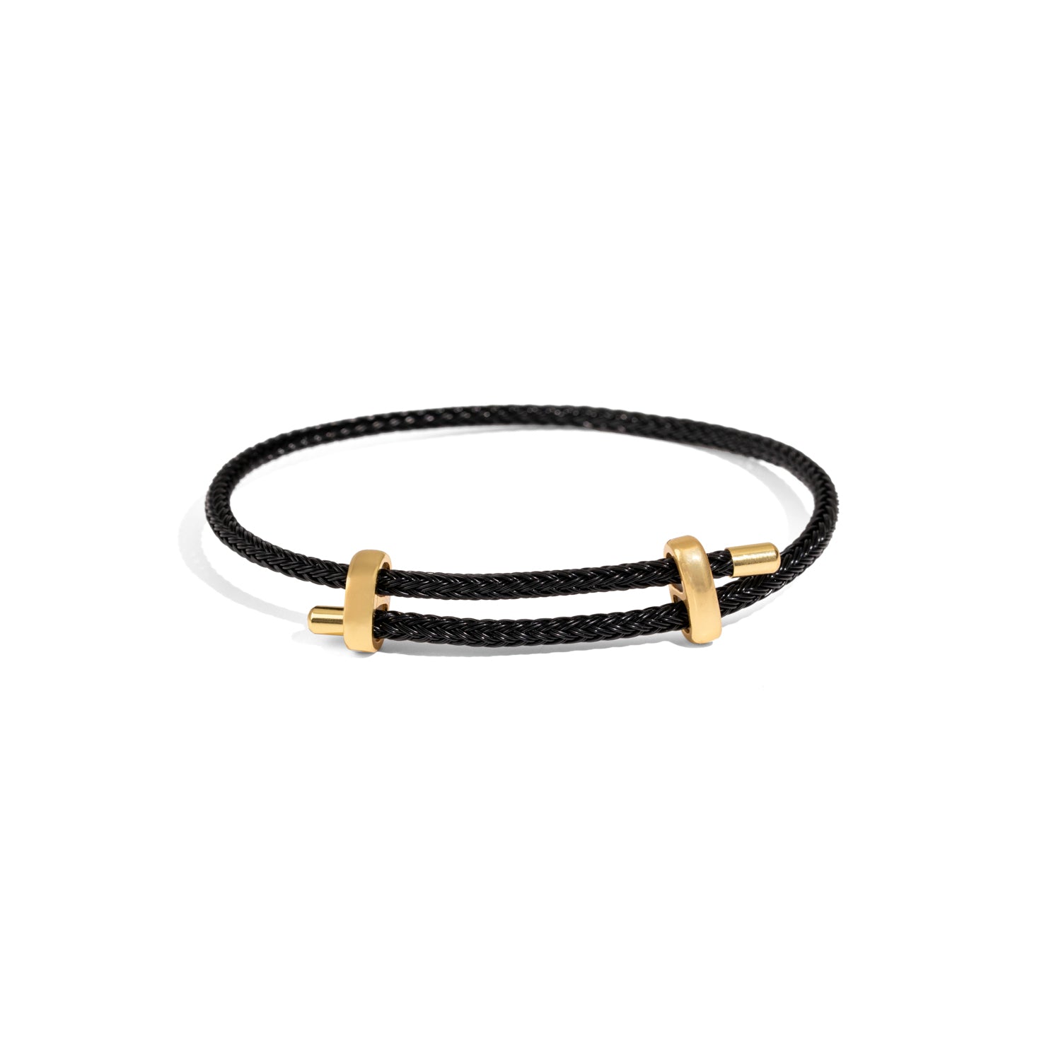 Black Elegance Adjustable Gold Rope Bracelet