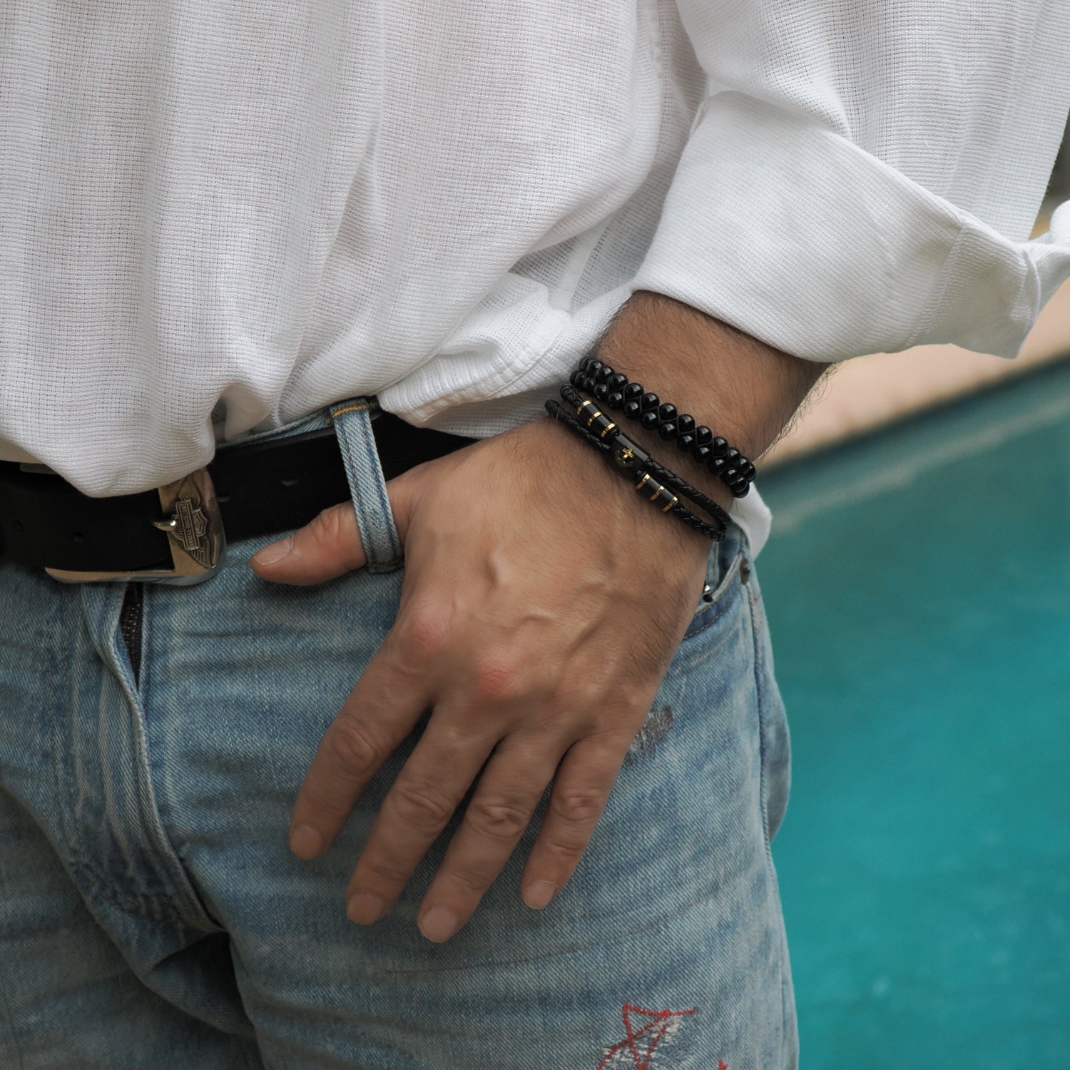 Black Onyx Self Control Beaded Woven Bracelet