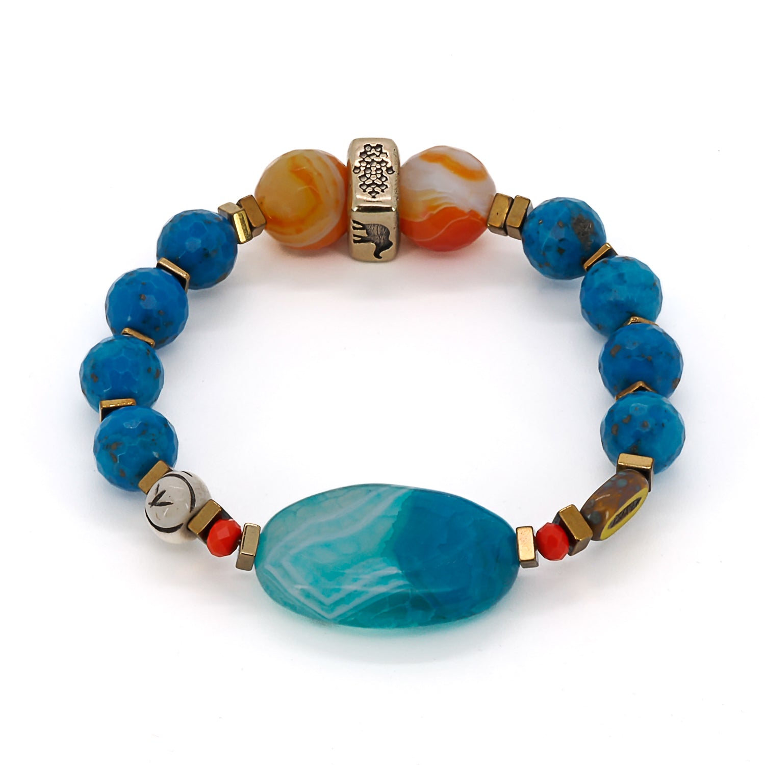 The Blue Agate Summer Vibe Bracelet is a handmade accessory that exudes a sense of energy and vitality.
