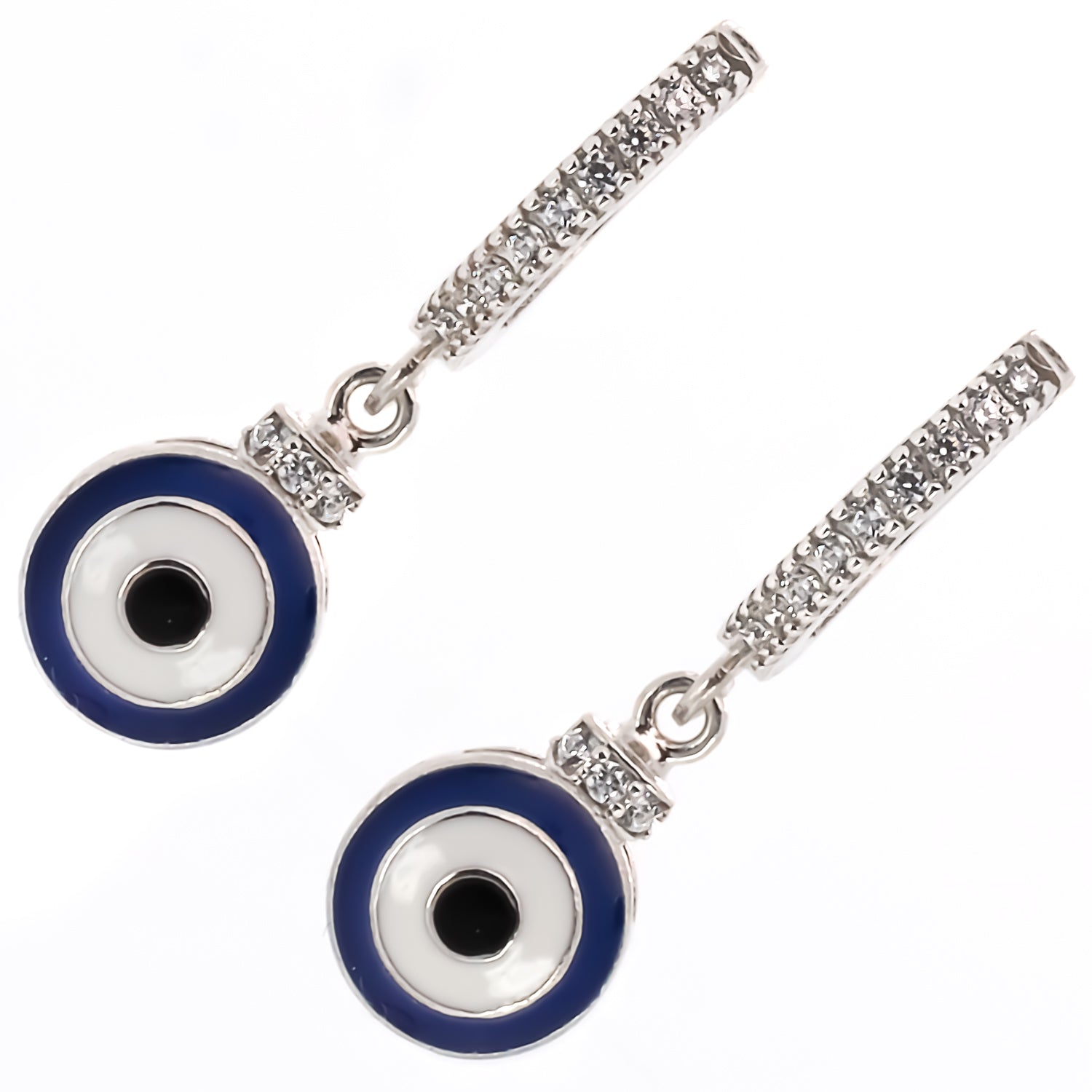 Dainty and elegant earrings adorned with blue enamel and zircon stones