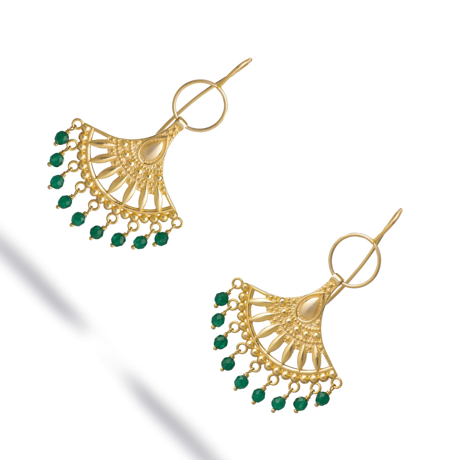 Bohemian Style Jade Sunburst Dangle Earrings