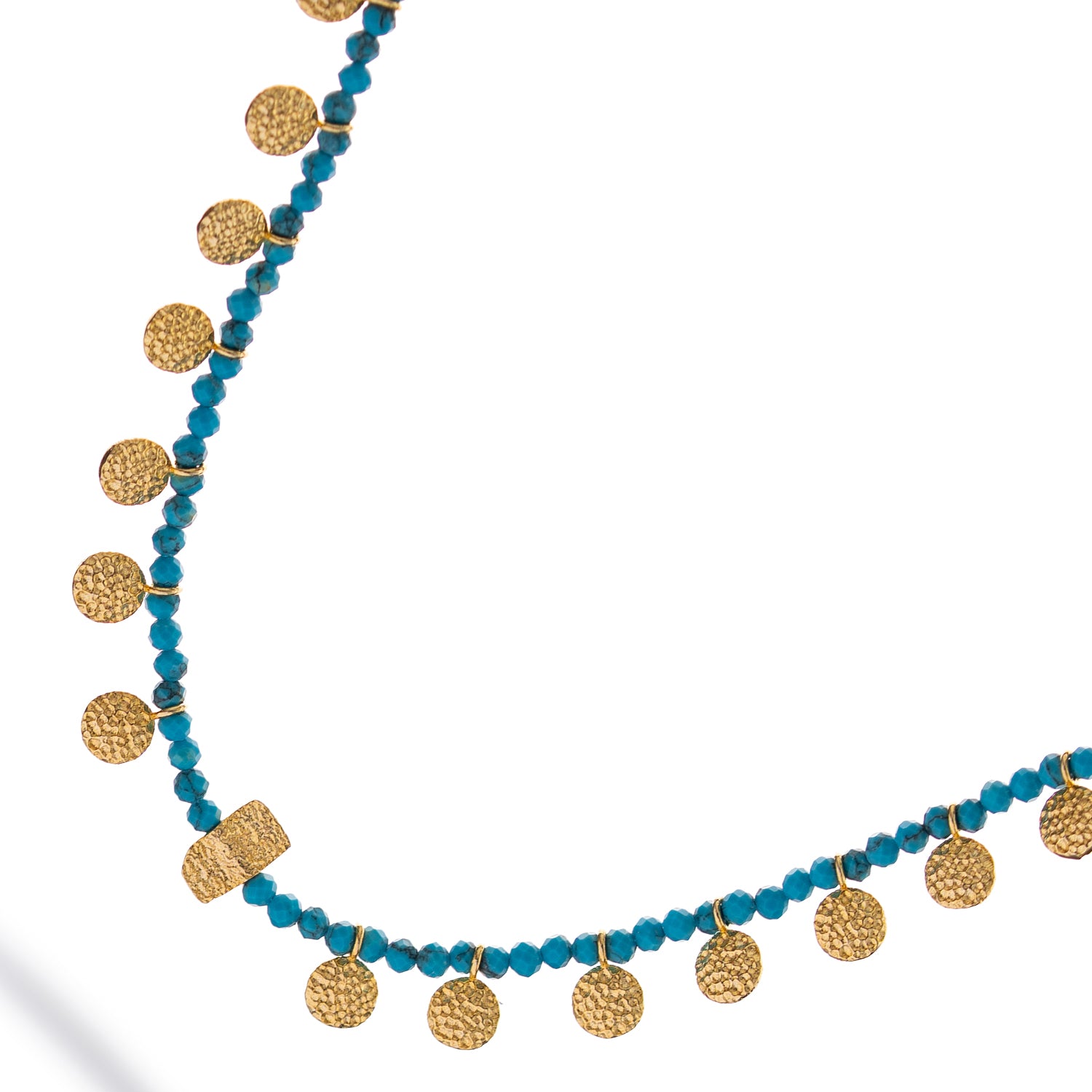 Bohemian Turquoise Coin Charm Choker Necklace