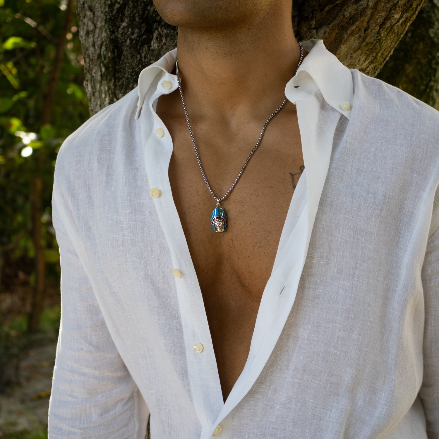 Brave Spirit Blue Chief Pendant Necklace