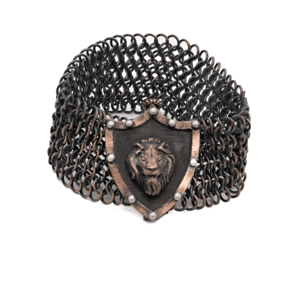 Powerful Lion Bronze Braided Unique Men&#39;s Bracelet