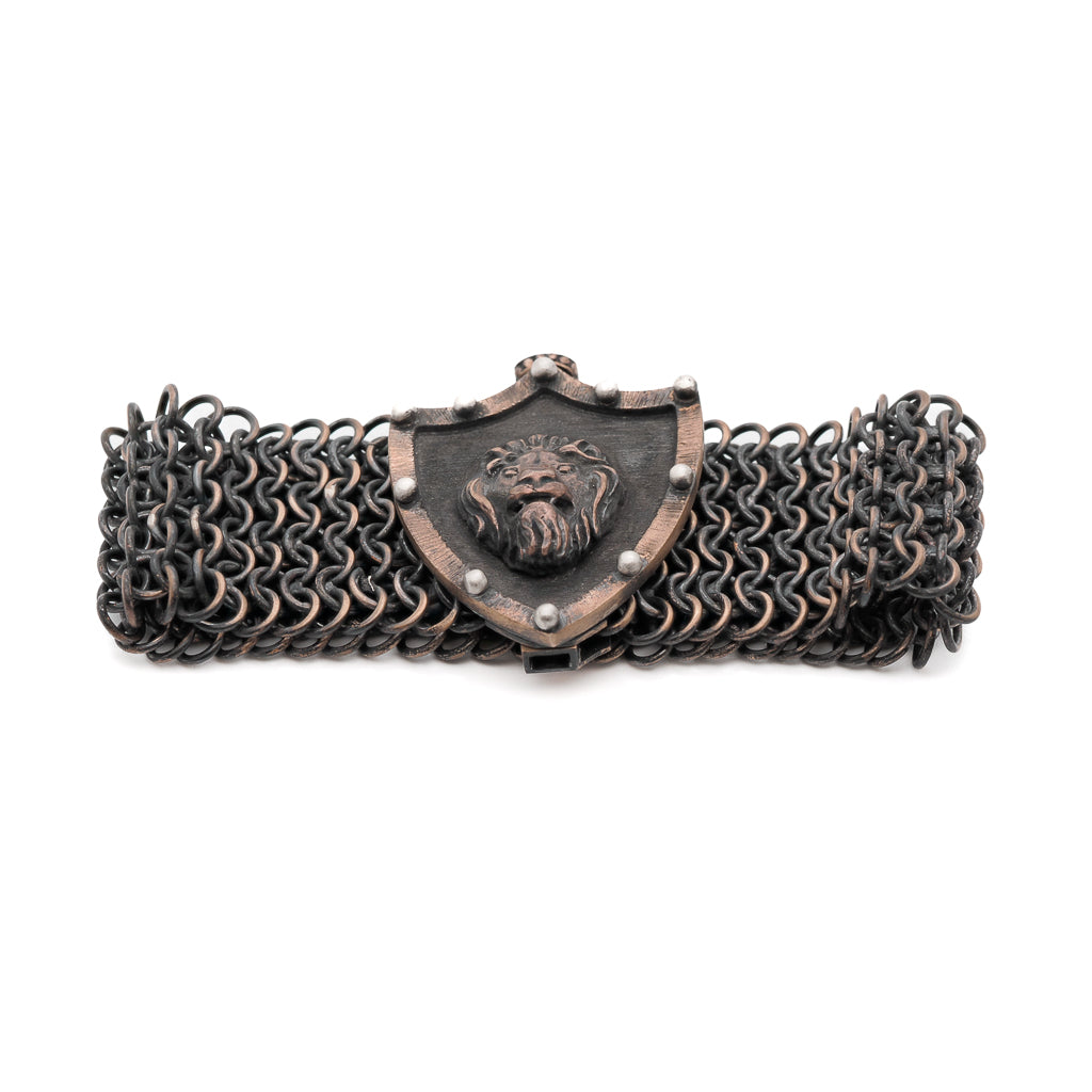 Powerful Lion Bronze Braided Unique Men&#39;s Bracelet