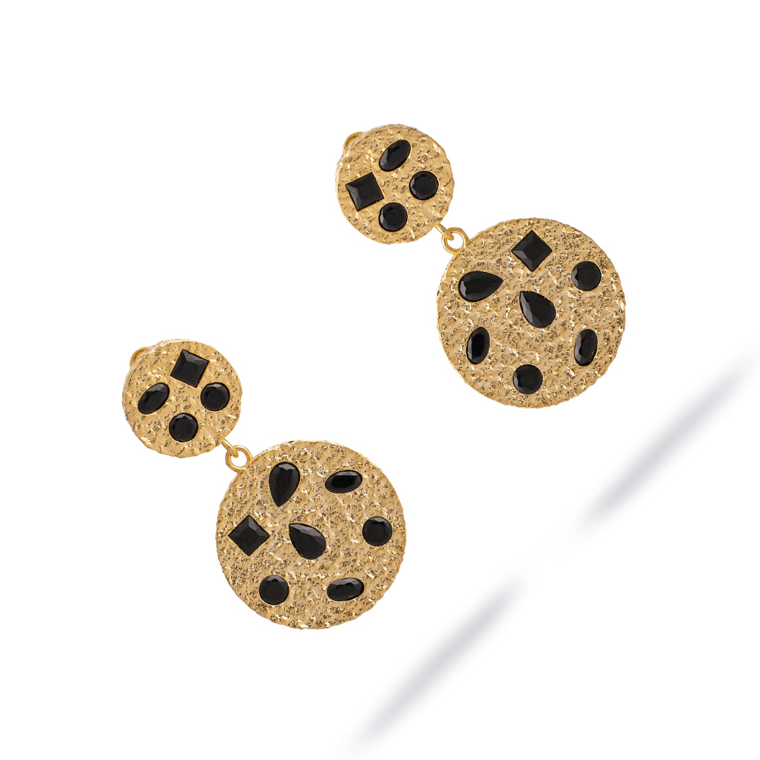 Celestial Harmony Black Onyx Gold Earrings