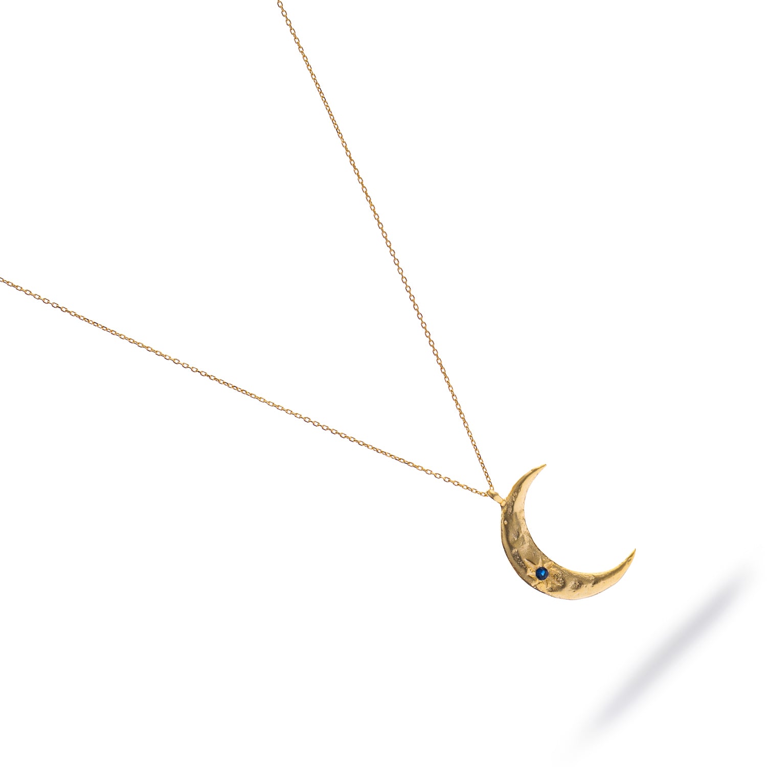 Celestial Moon &amp; Sun Sapphire Gold Necklace