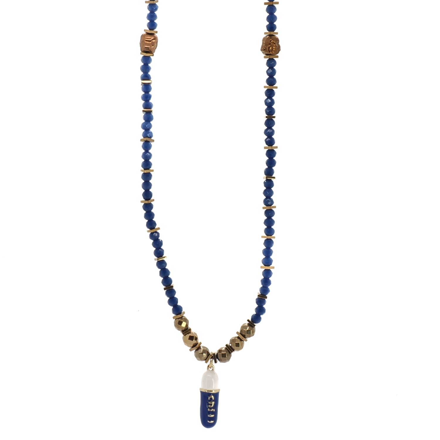 Chill Pill Beaded Blue Necklace