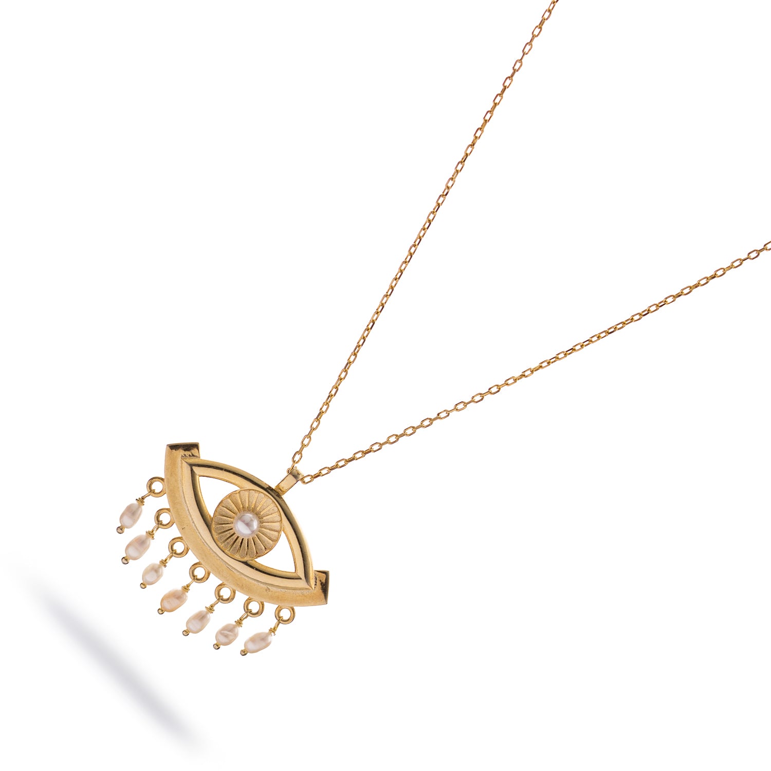 Cleopatra’s Mystic Pearl Eye Gold Necklace