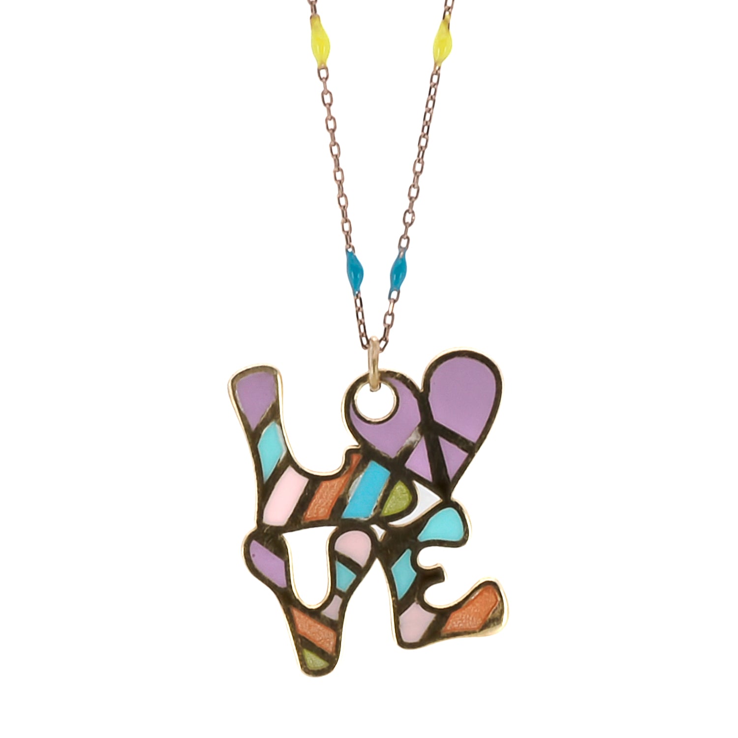 Handcrafted with care, the Color of Love Necklace showcases a beautiful "Love" pendant made of sterling silver and 18K gold plating. The colorful enamel accents make this necklace a sentimental and meaningful gift for your loved ones.