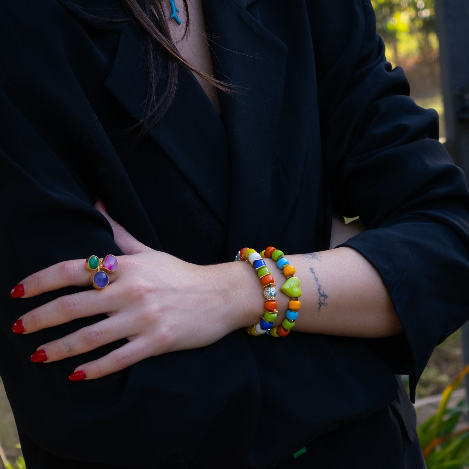 Colorful Harmony Heart Beaded Bracelet