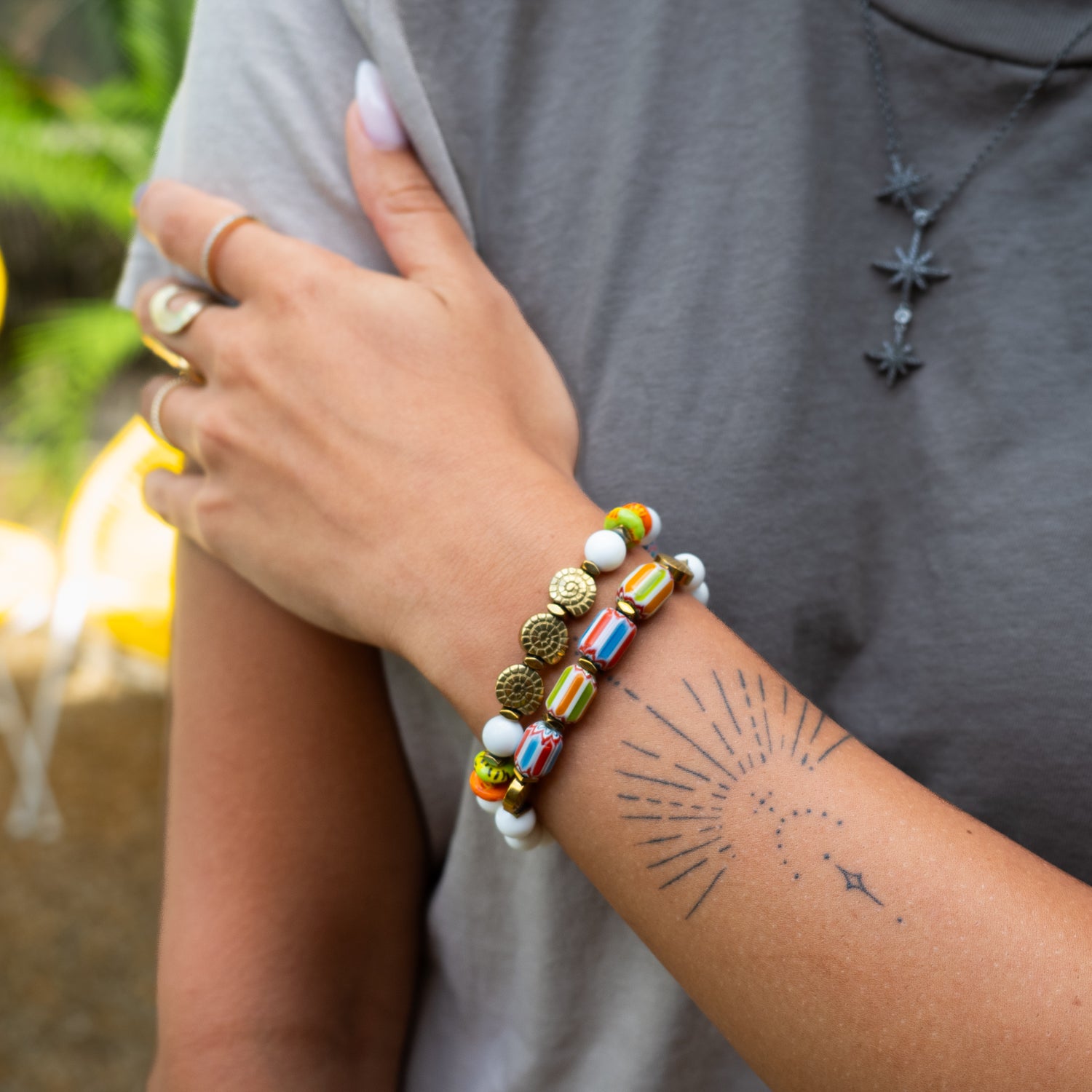 Colorful Ocean Shell Artisan Bracelet Set