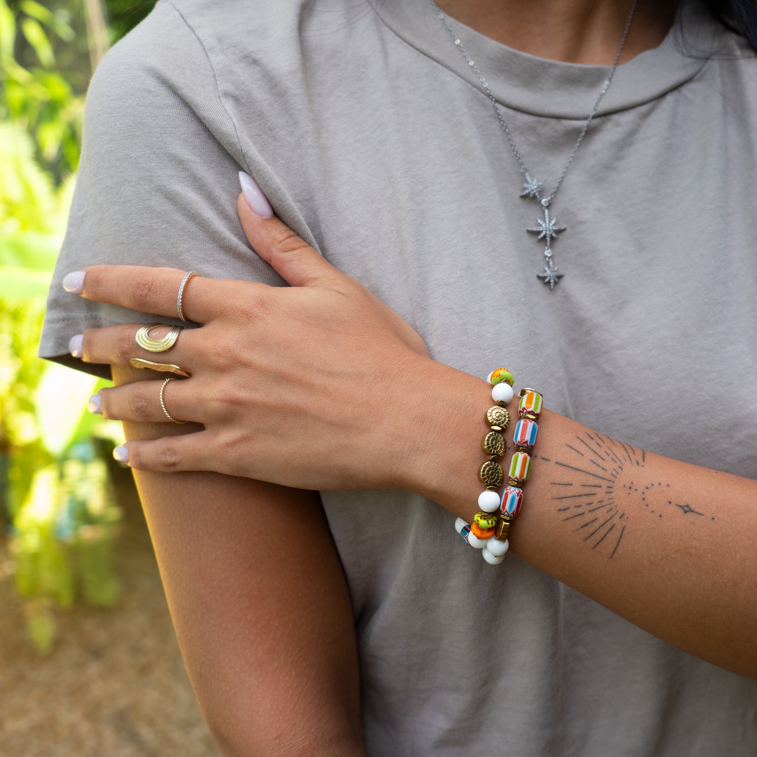 Colorful Ocean Shell Artisan Bracelet Set