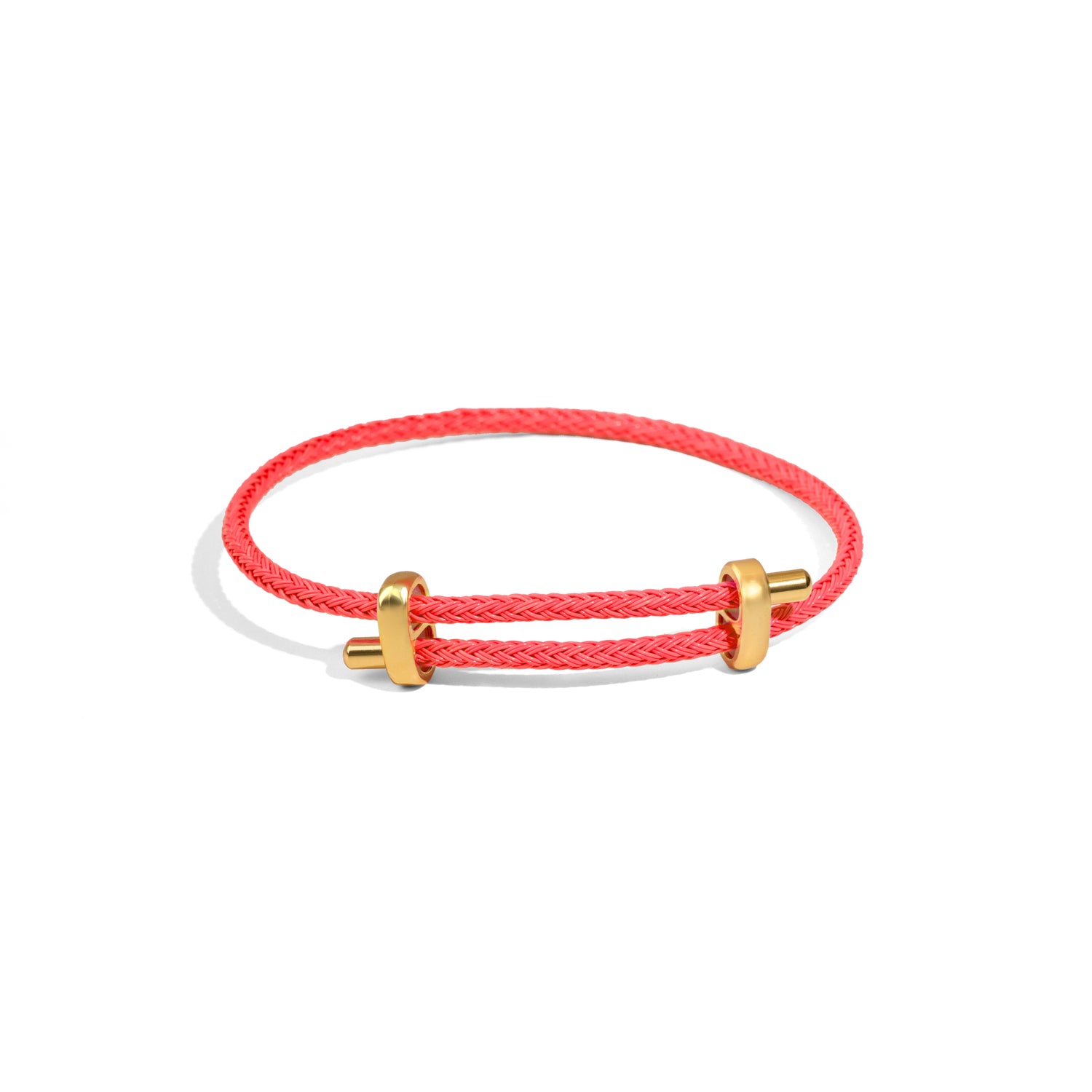 Coral Red Glow Adjustable Gold Rope Bracelet