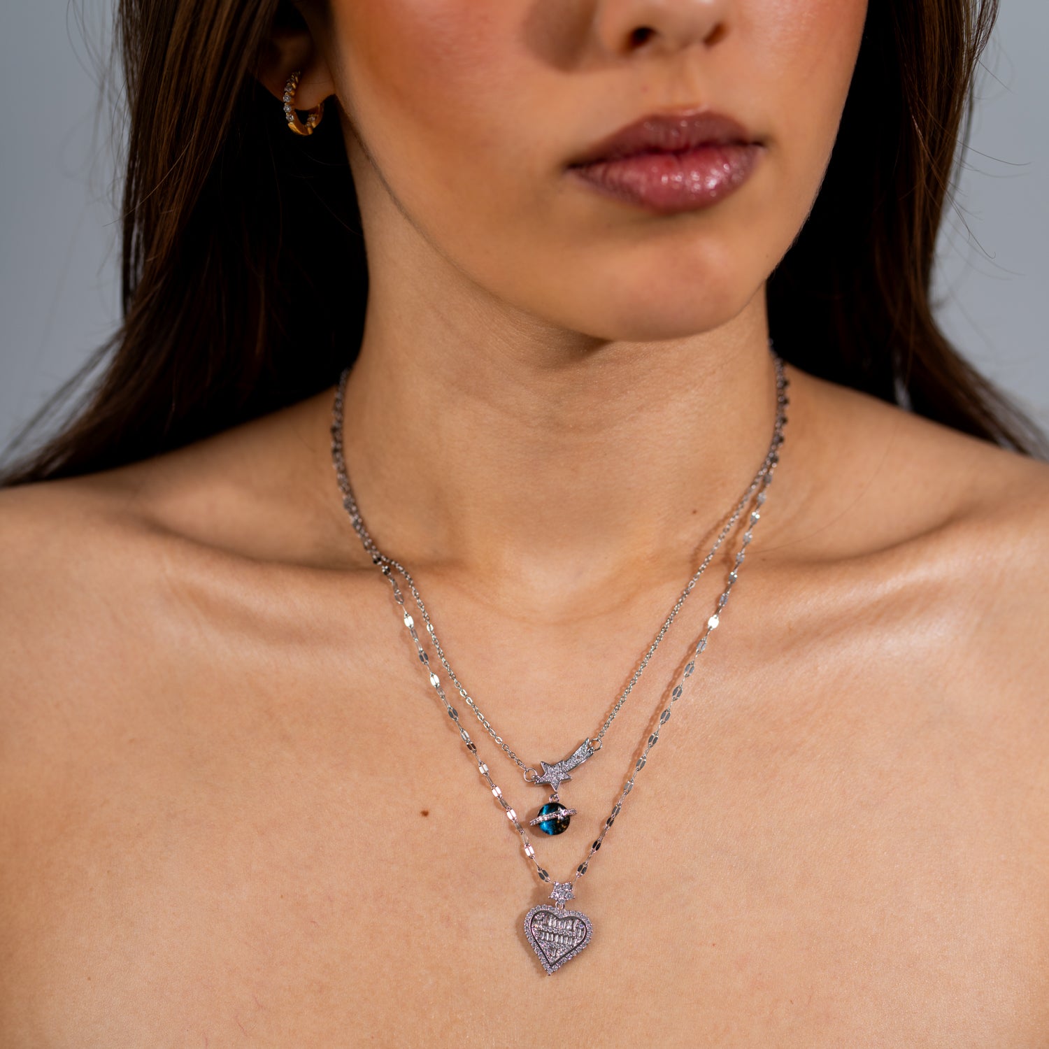 Cosmic Journey Blue Opal Silver Star Drop Necklace