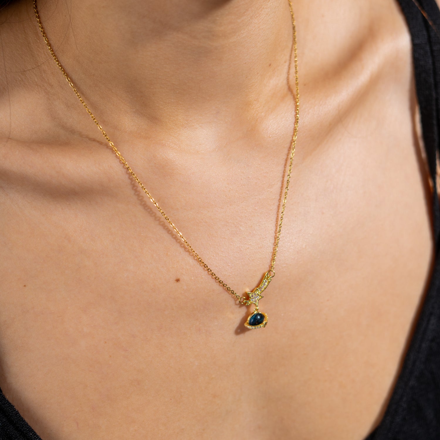 Cosmic Journey Blue Opal Star Necklace