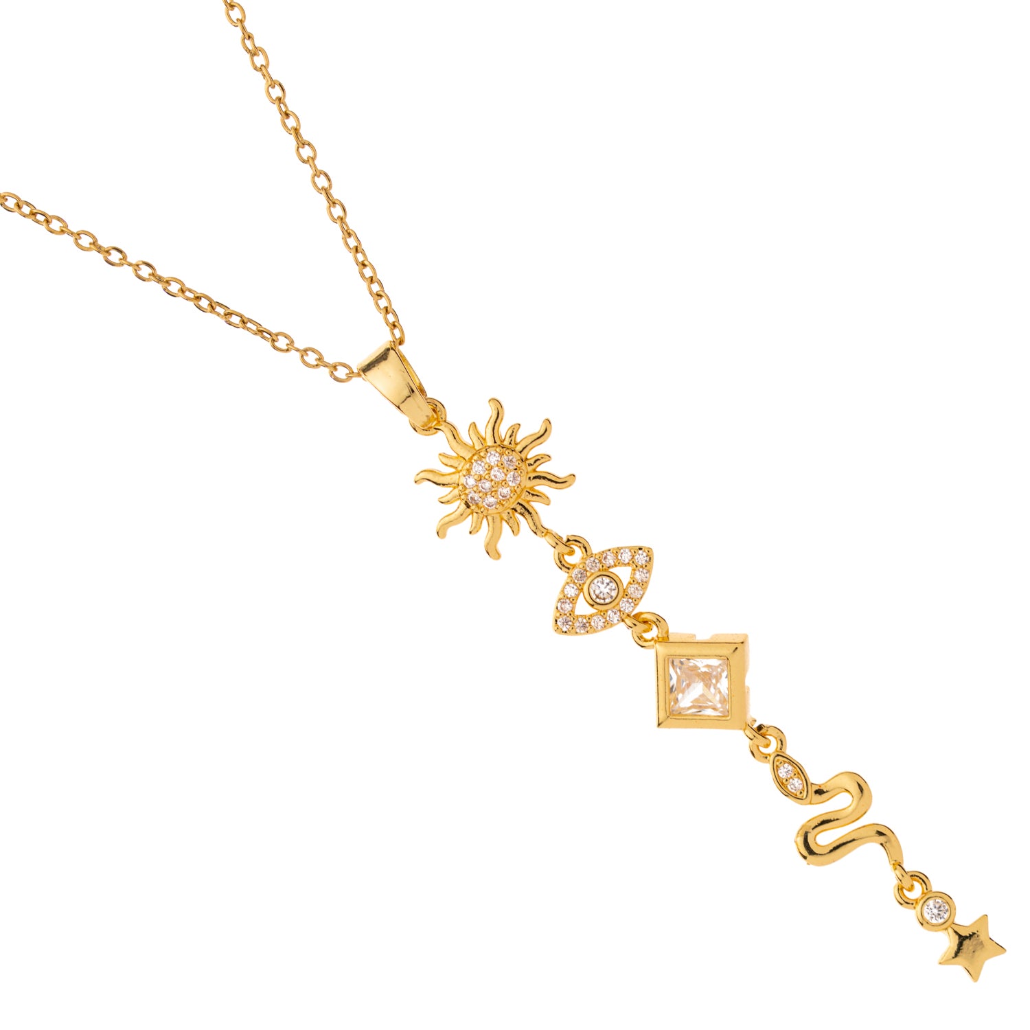 Cosmic Protection Y-Drop Gold Necklace