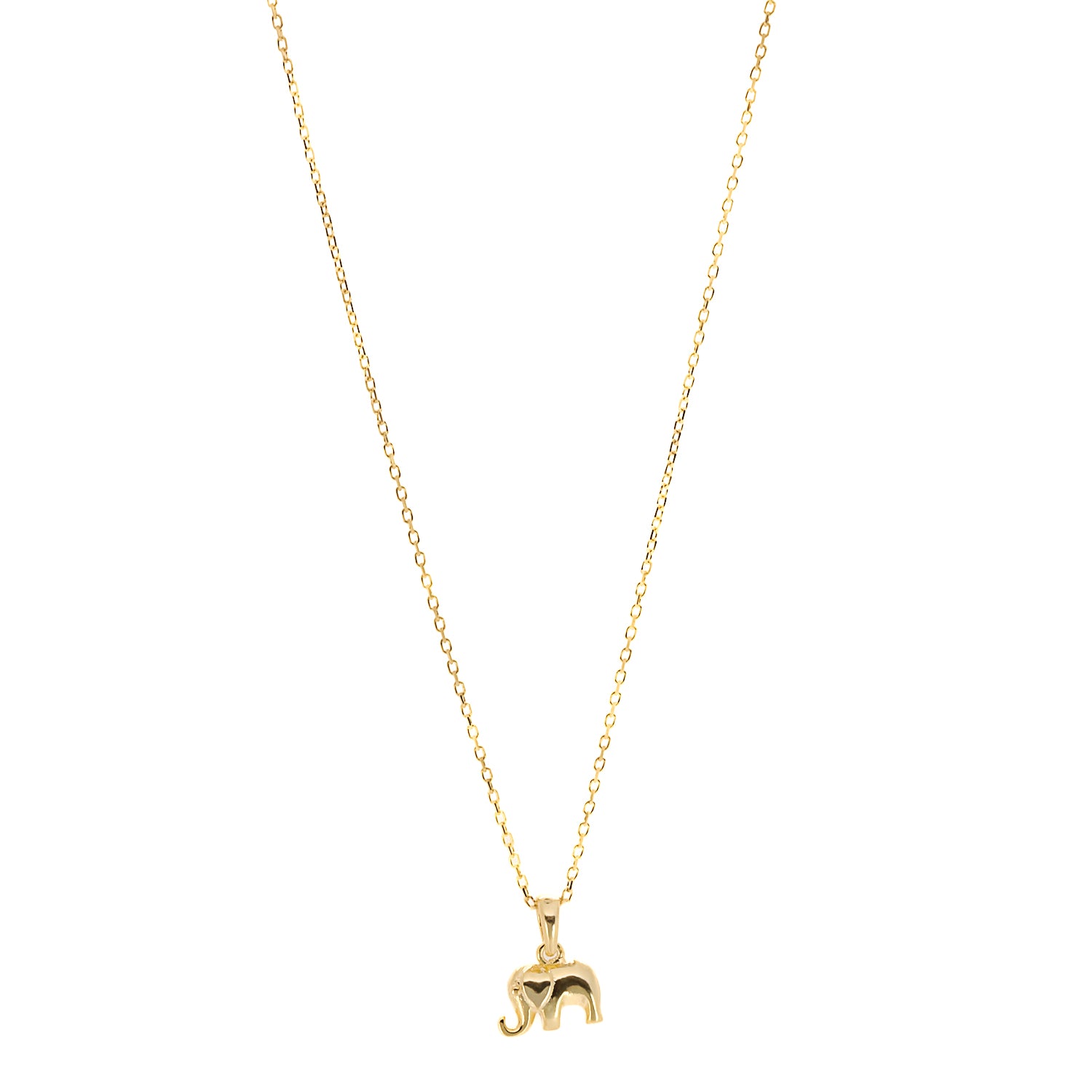 The captivating Dainty Gold Elephant Necklace, a handcrafted masterpiece that combines sterling silver and 18K gold plating to create a delicate and symbolic piece of jewelry.