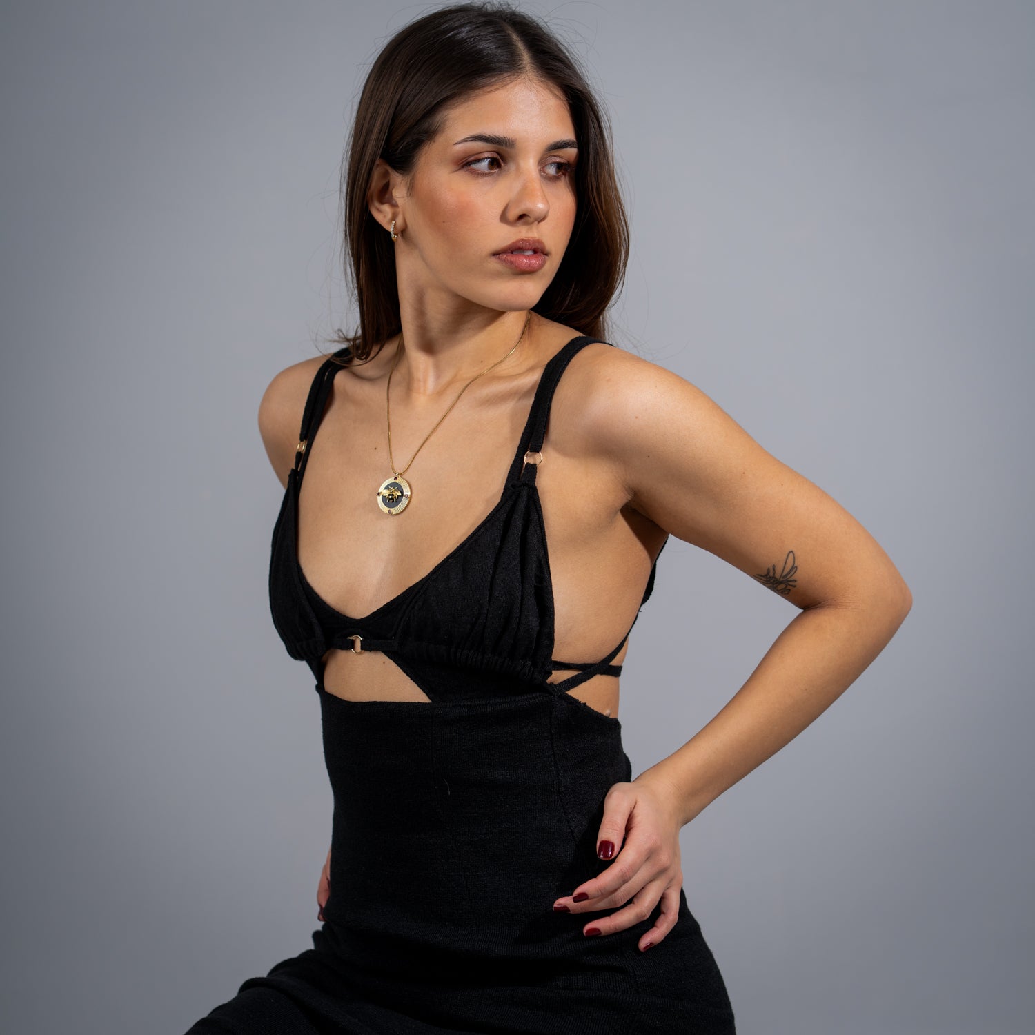 Divine Bee Ruby Medallion Gold Necklace