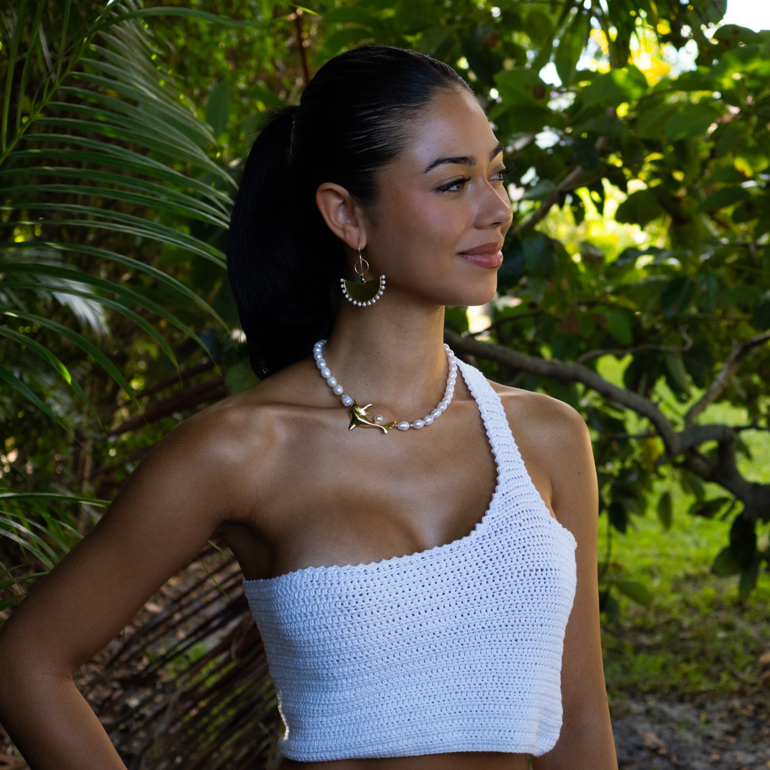 Divine Dolphin Pearl Gold Choker Necklace