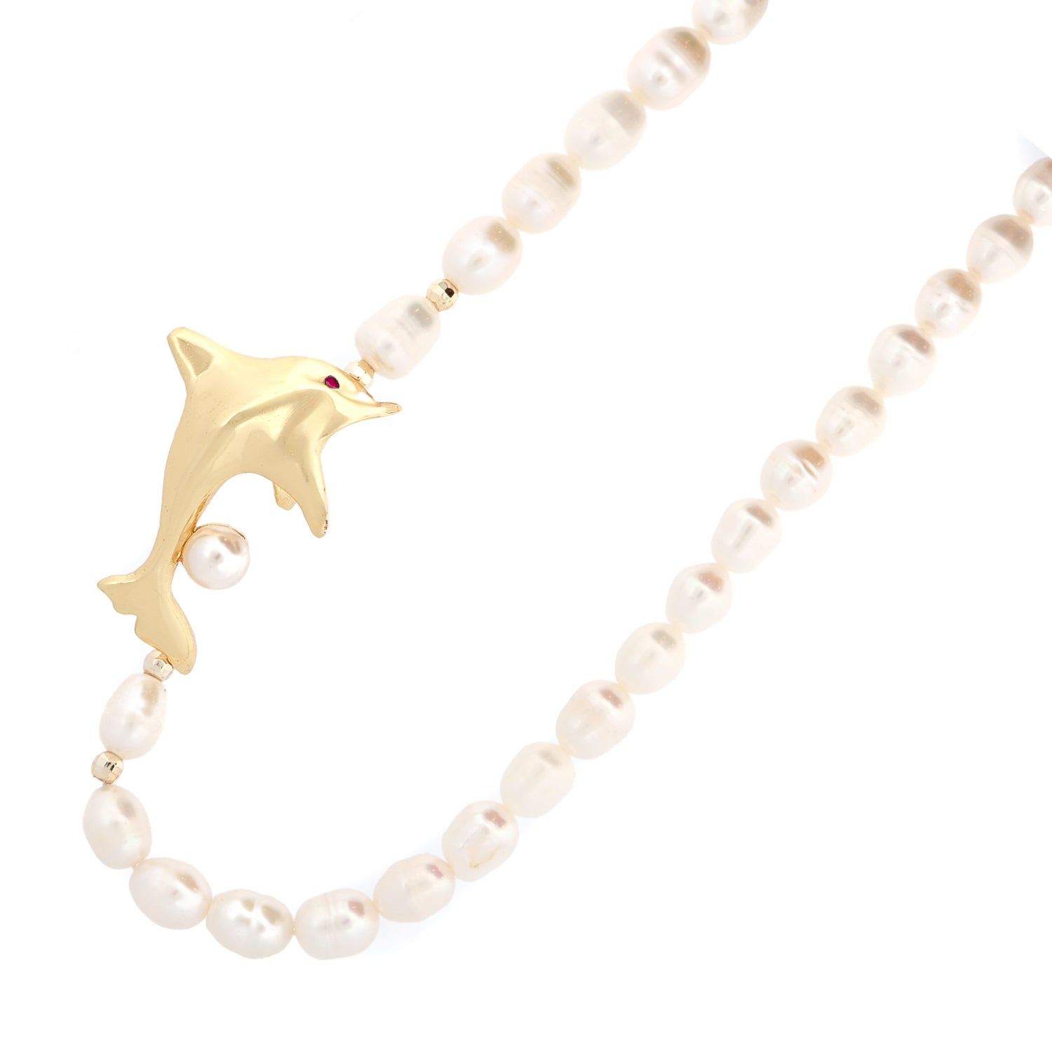 Divine Dolphin Pearl Gold Choker Necklace