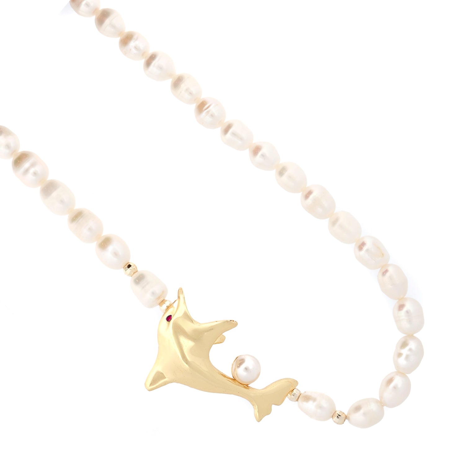 Divine Dolphin Pearl Gold Choker Necklace