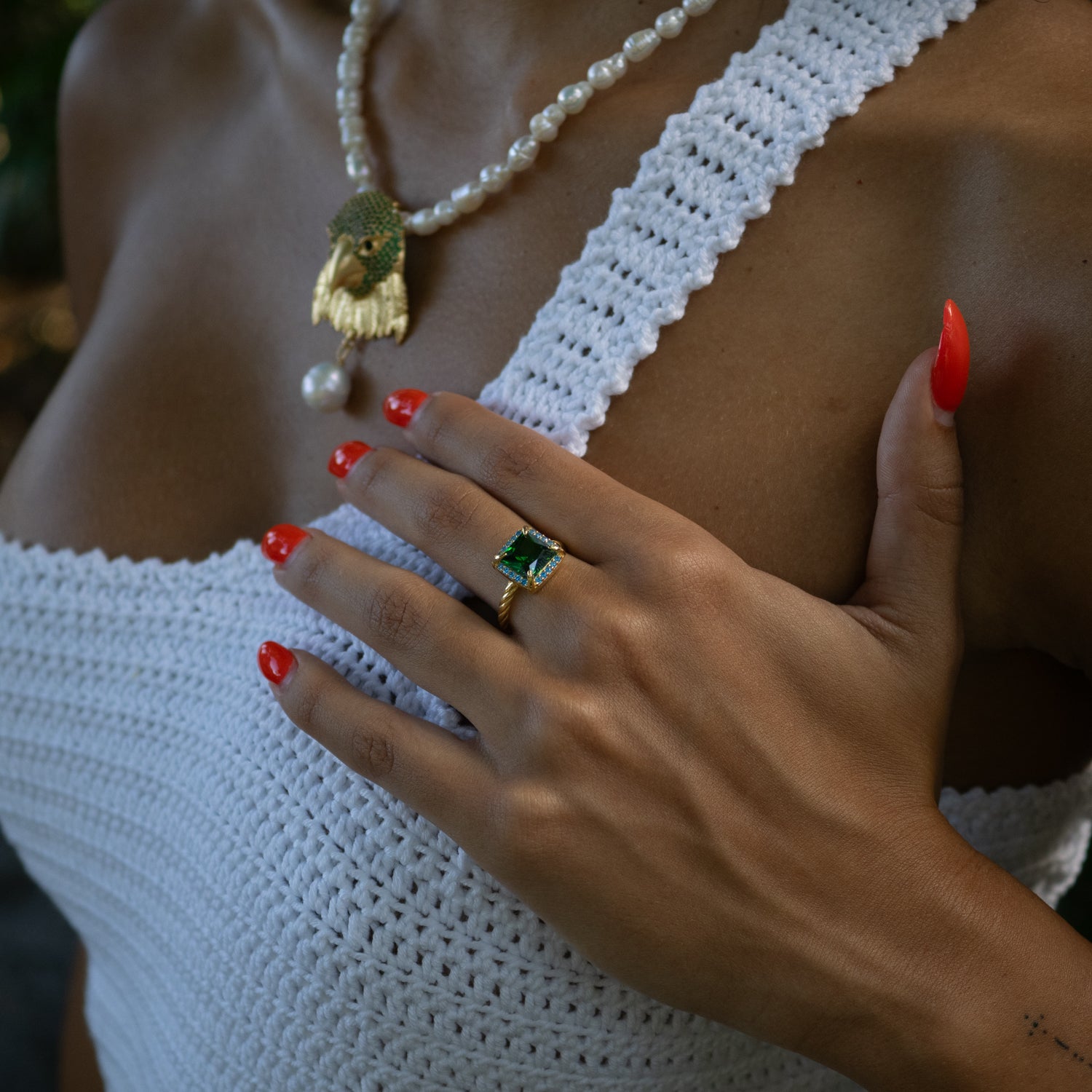 Divine Emerald Crown Statement Ring