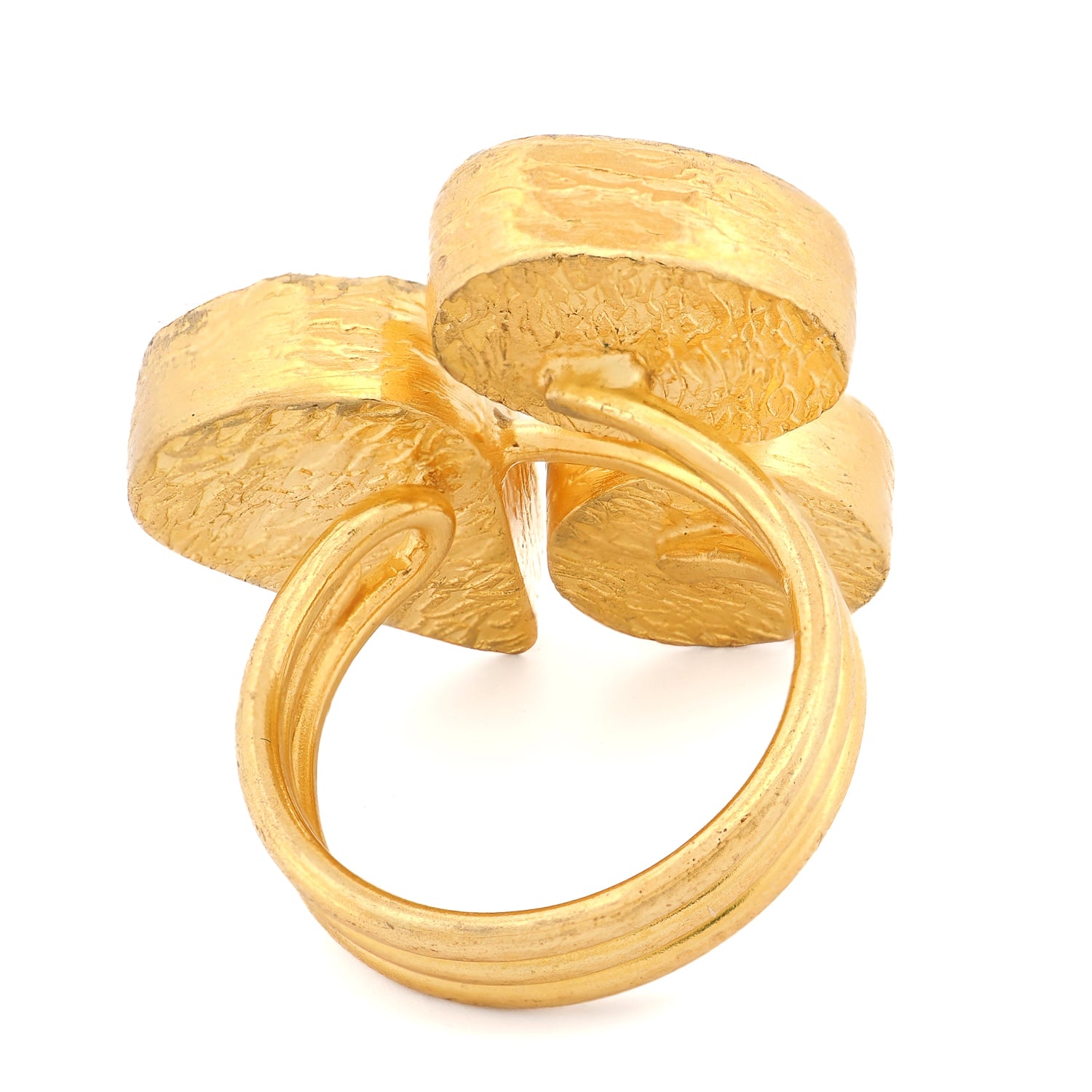 Artisan-crafted gold-plated ring with earthy gemstones for daily mindfulness and empowerment

