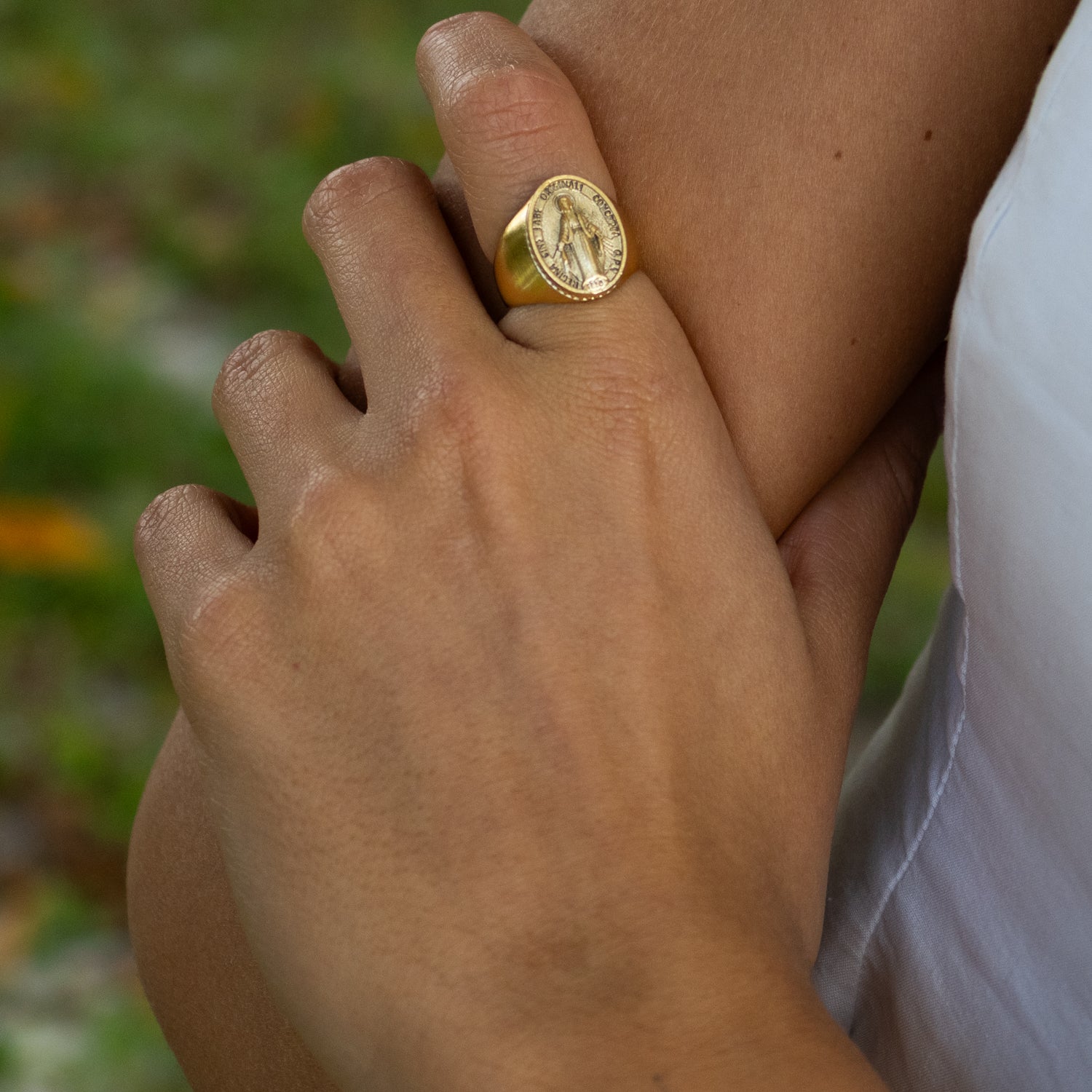Divine Protection Virgin Mary Gold Vermeil Ring