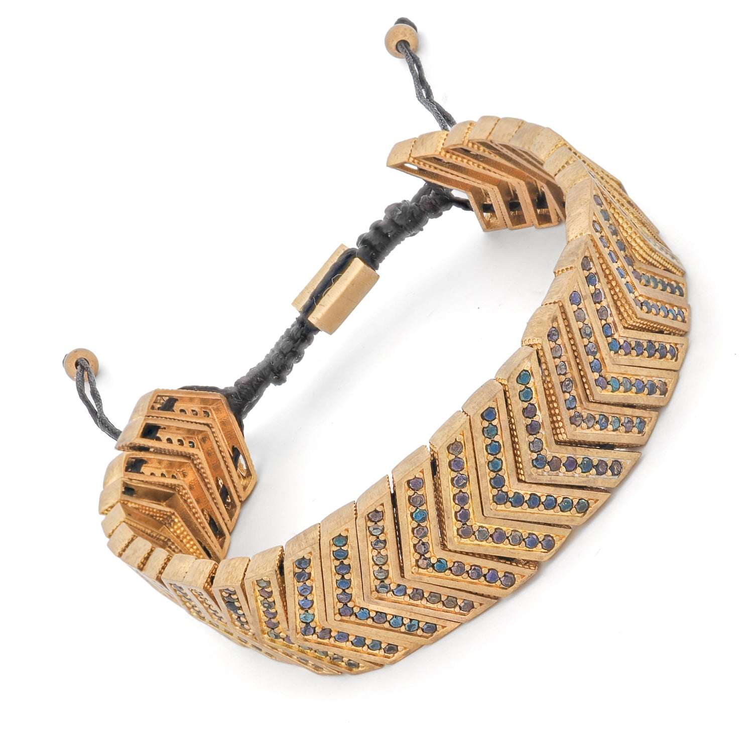 Divine Shield Black Zircon Gold Rope Unisex Bracelet