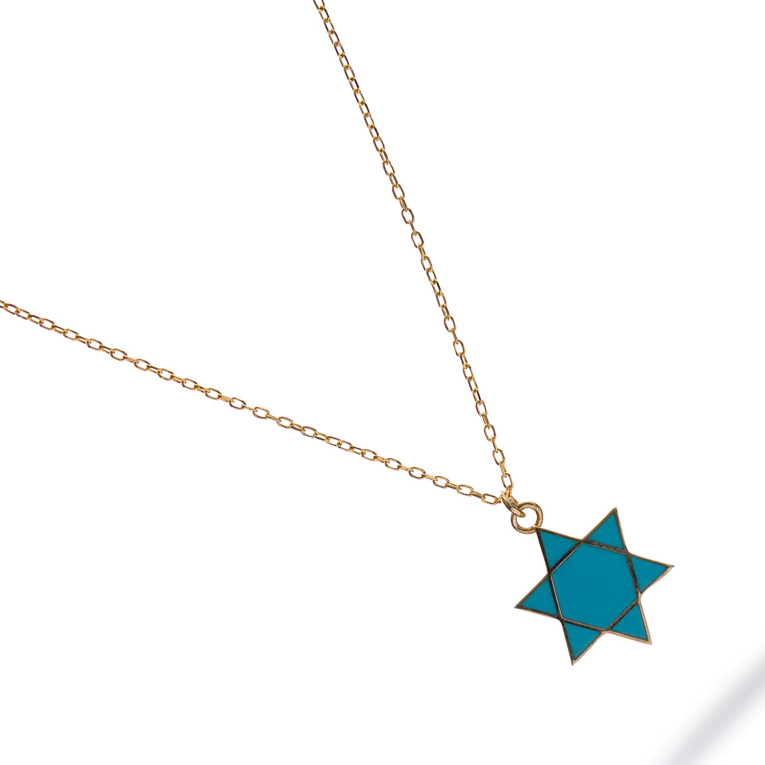 Divine Shield Star of David Blue Enamel Necklace