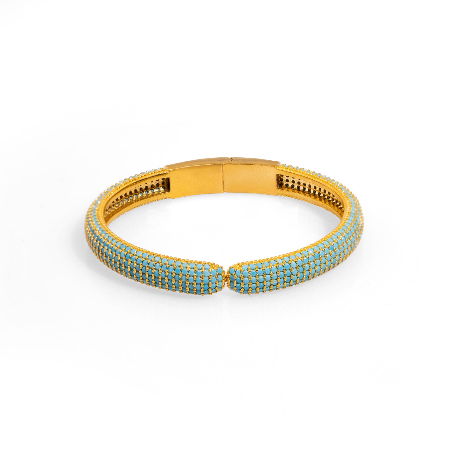 Elegant Turquoise &amp; Gold Fashion Design Bangle Bracelet