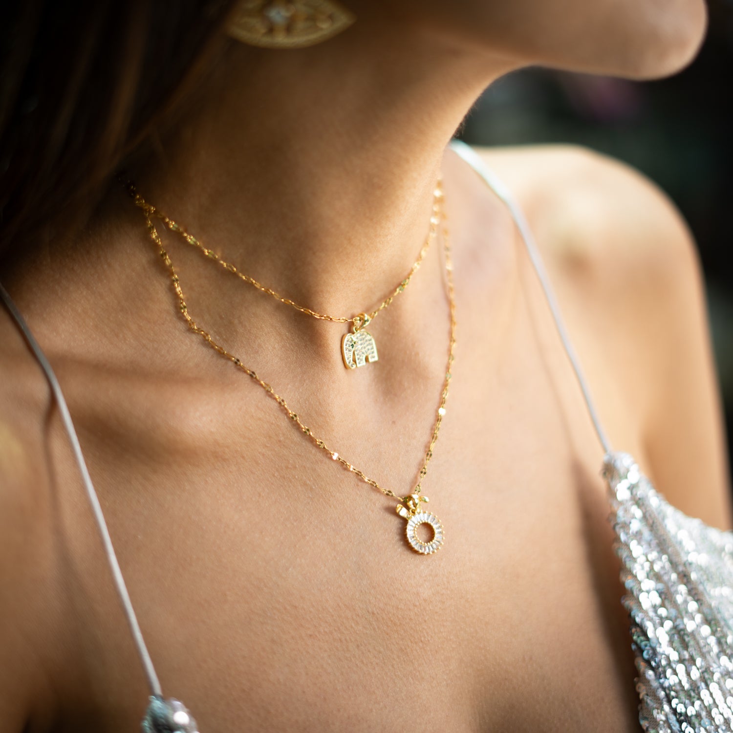 Jewelry gift for luck and wisdom – elephant necklace with CZ diamonds