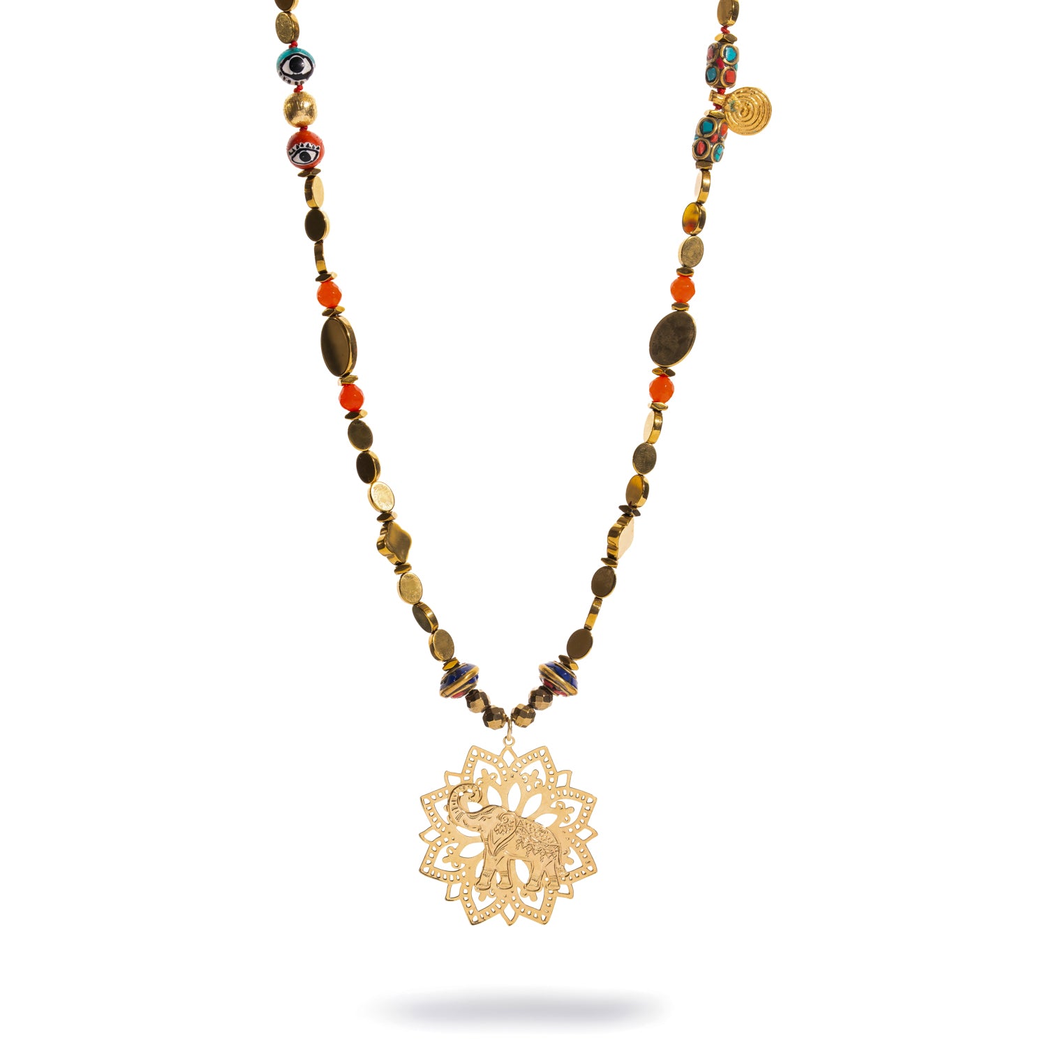 Elephant Mandala Talisman Beaded Necklace
