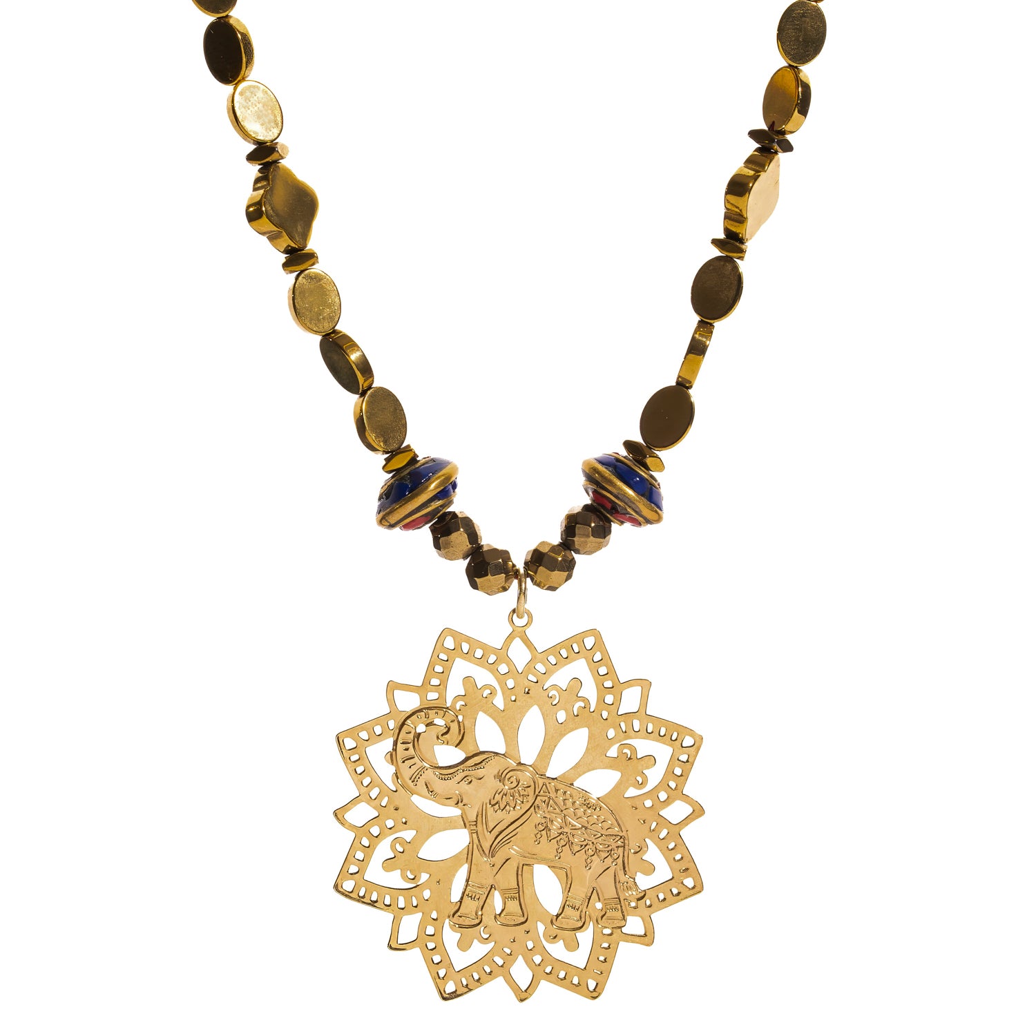 Elephant Mandala Talisman Beaded Necklace