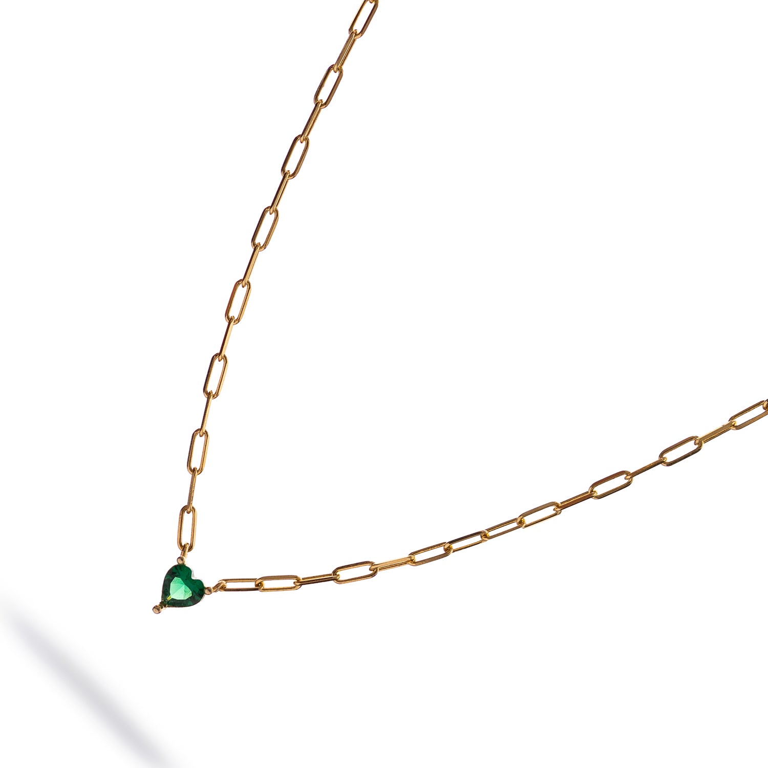 Emerald Heart Minimalist Gold Necklace