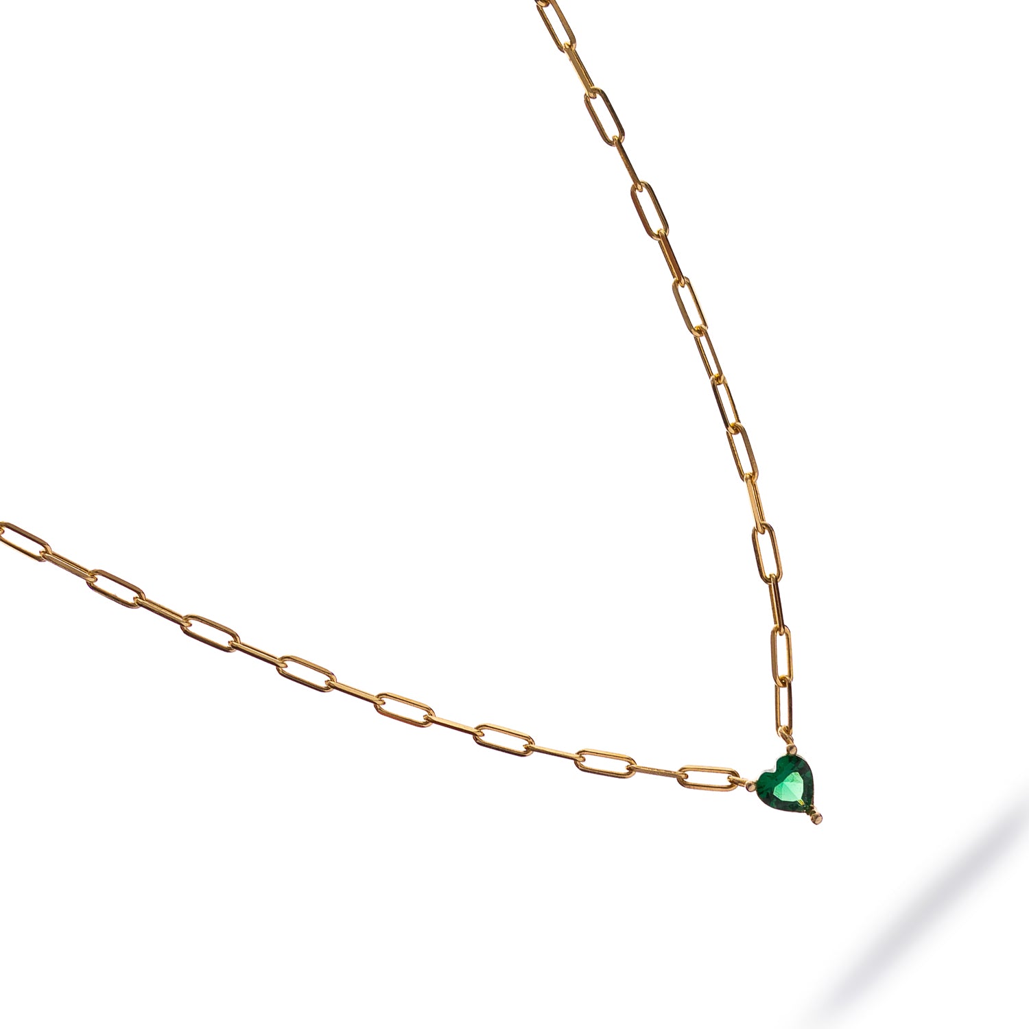 Emerald Heart Minimalist Gold Necklace