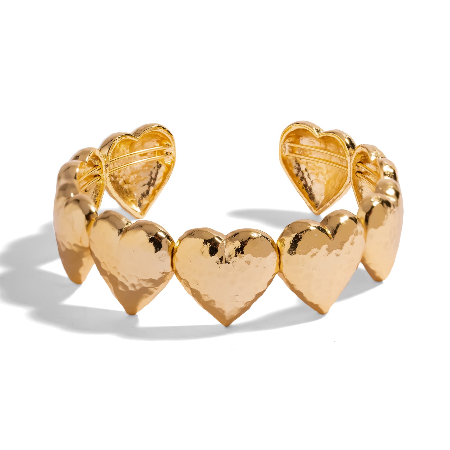 Endless Love Hammered Heart Gold Cuff Bracelet