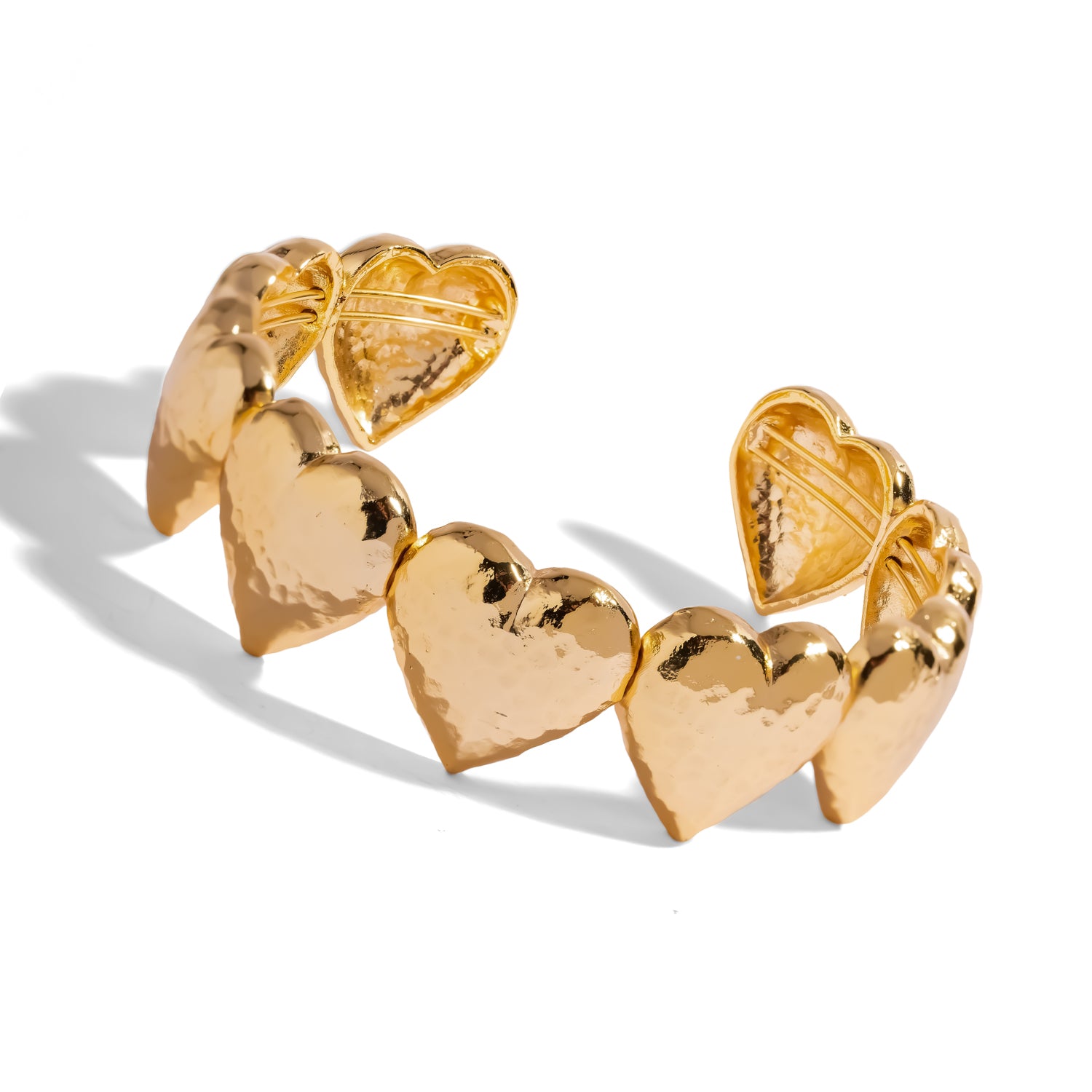 Endless Love Hammered Heart Gold Cuff Bracelet