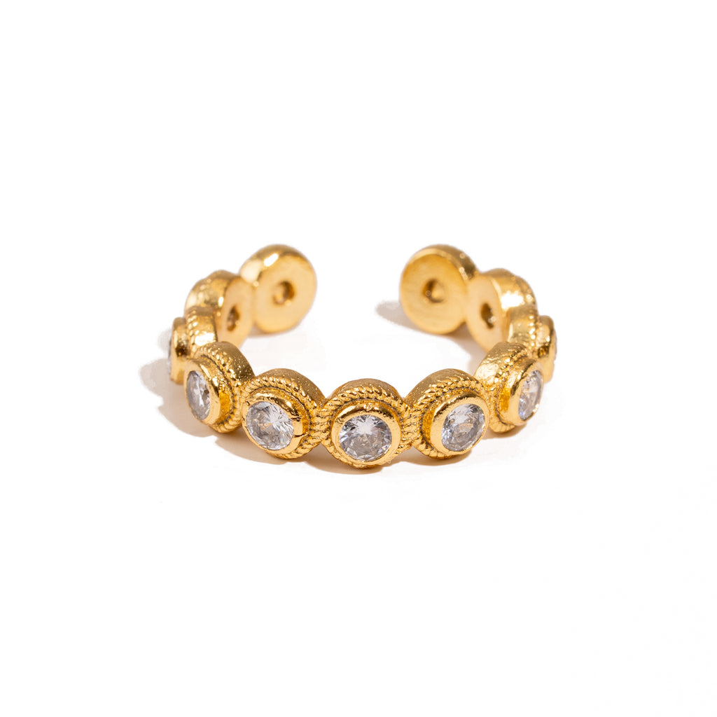 Eternal Diamond Adjustable Gold Plated Stackable Ring – EBRU JEWELRY