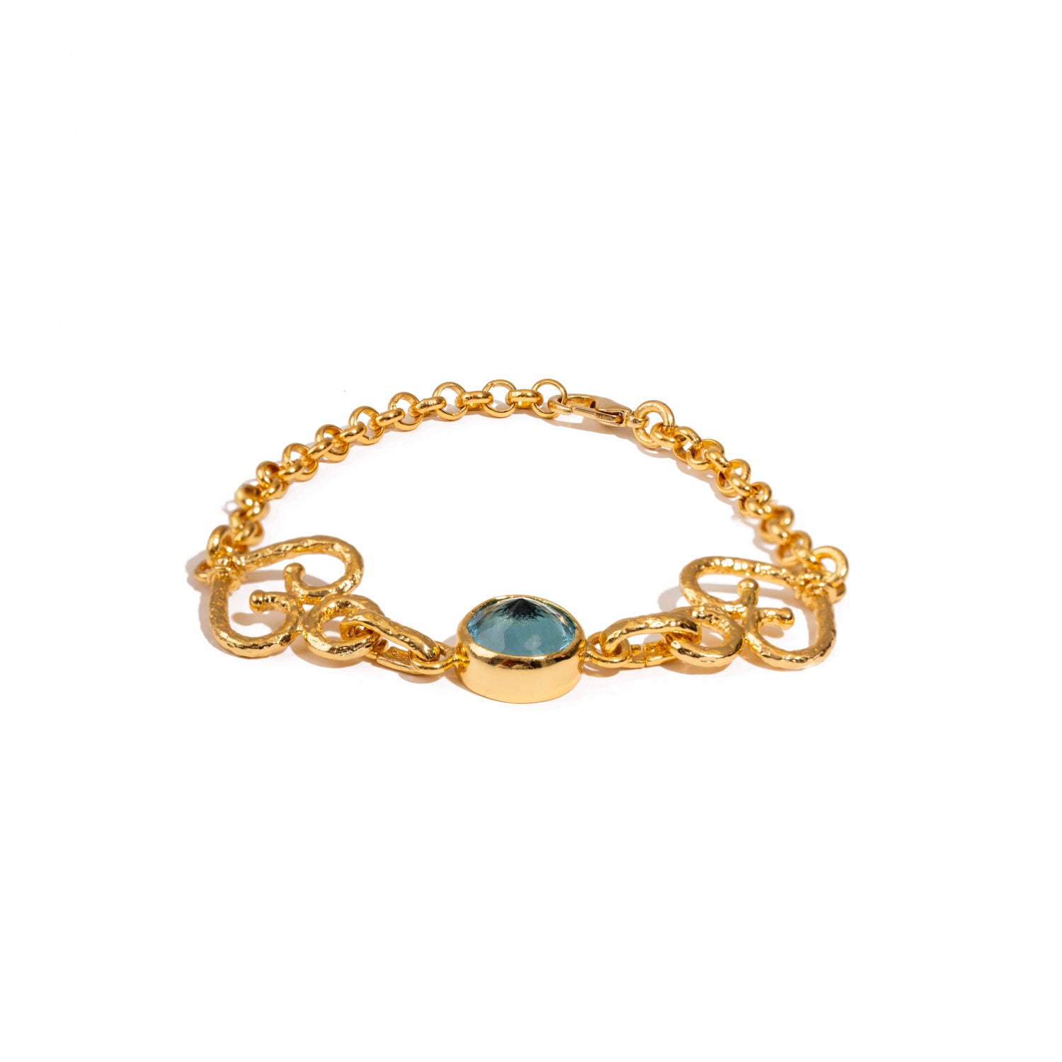 Eternal Love Blue Topaz Gold Adjustable Bracelet