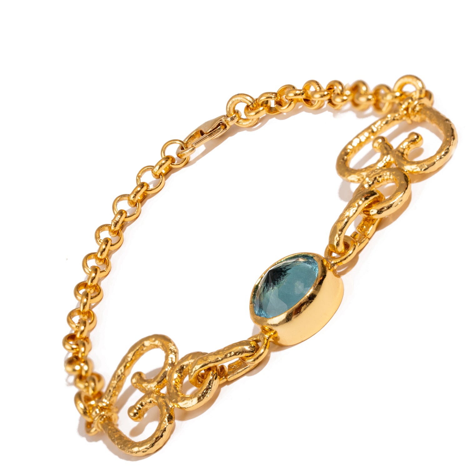 Eternal Love Blue Topaz Gold Adjustable Bracelet