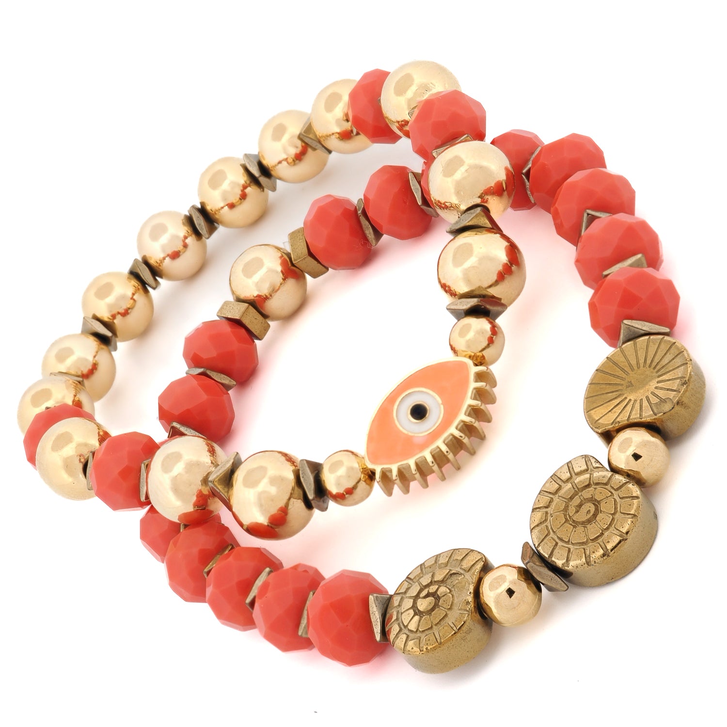 Boho chic stretch bracelet set symbolizing intuition, clarity, and inner strength

