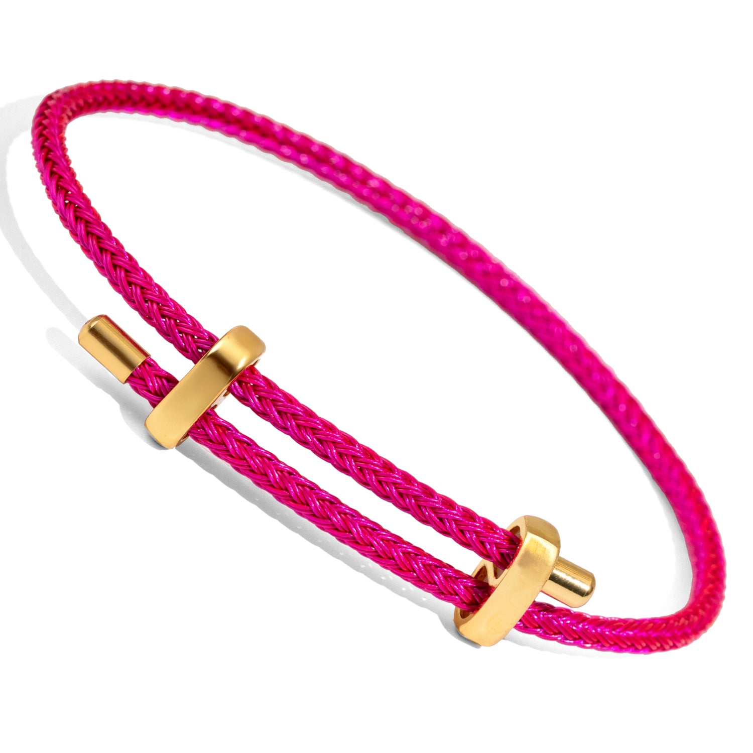 Modern adjustable bracelet in fuchsia and gold tones