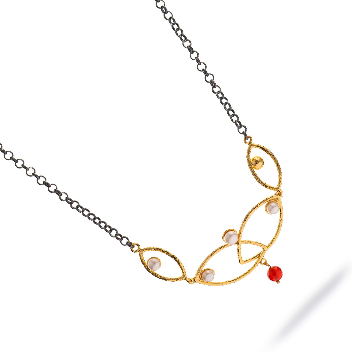 Goddess Balance Pearl &amp; Ruby Red Necklace