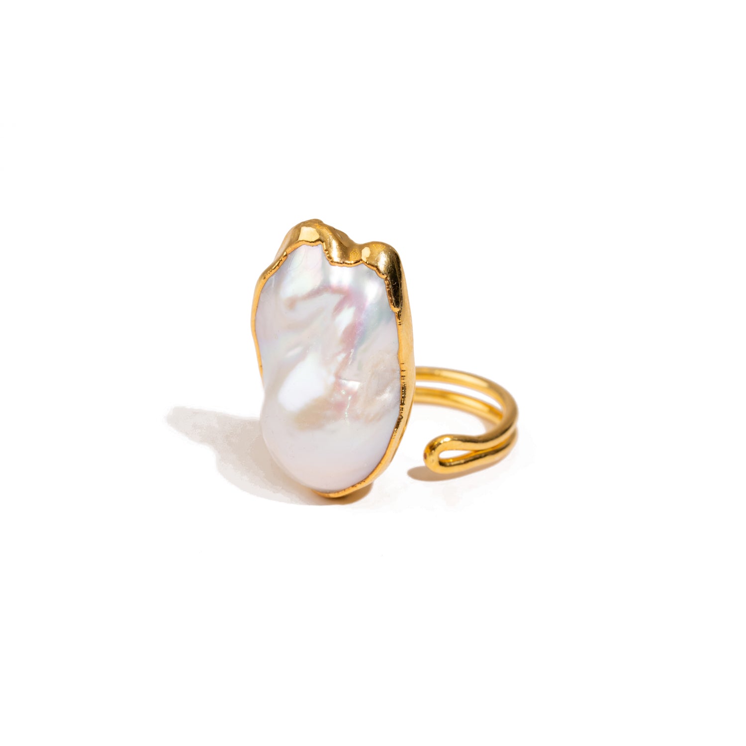 Goddess Baroque Pearl Gold Statement Adjustable Ring