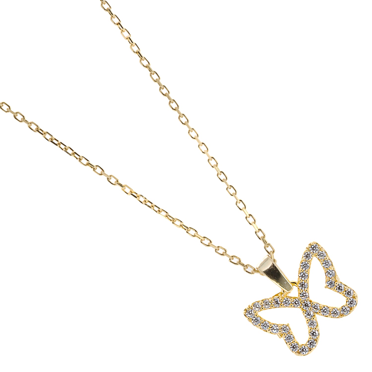 The Gold Sparkly Butterfly Necklace, a harmonious blend of elegance and grace.