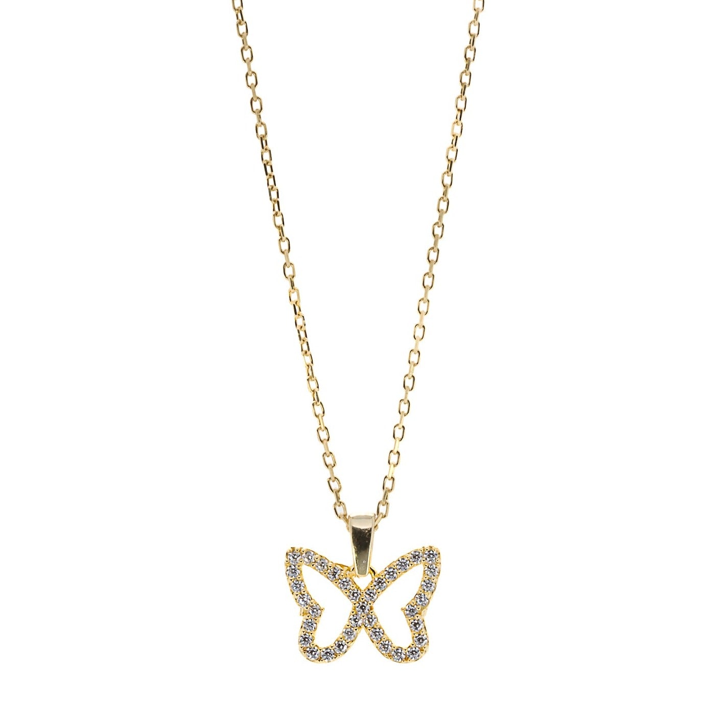 The Gold Sparkly Butterfly Necklace, a symbol of transformation and beauty.